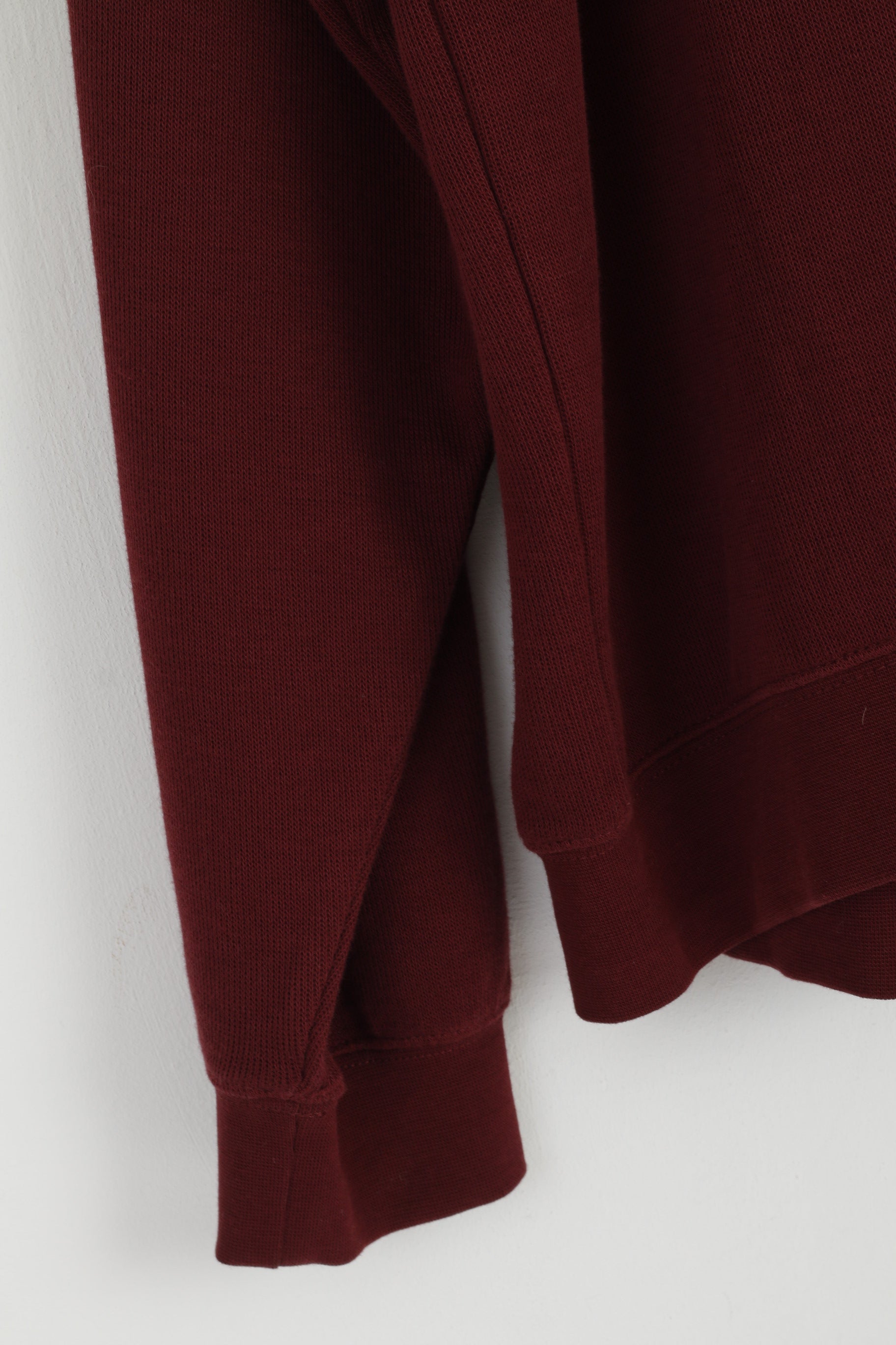 CUTTER & BUCK Men XL Jumper Burgundy Soft Cotton Zip Neck Classic Sweater