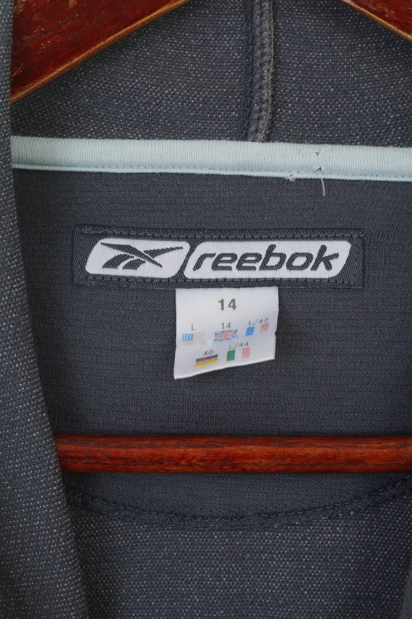 Reebok Women 14 M Sweatshirt Gray Hooded Vintage Sportswear Active Top