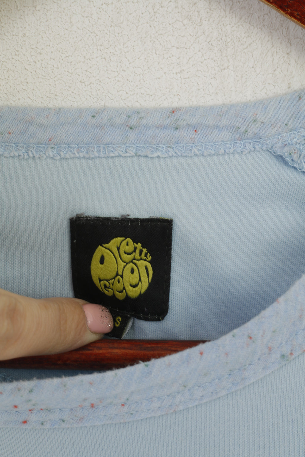 Pretty Green Chemise Homme S (XS) Bleu Coton Manches 2/3 Coupe Slim Haut Classique