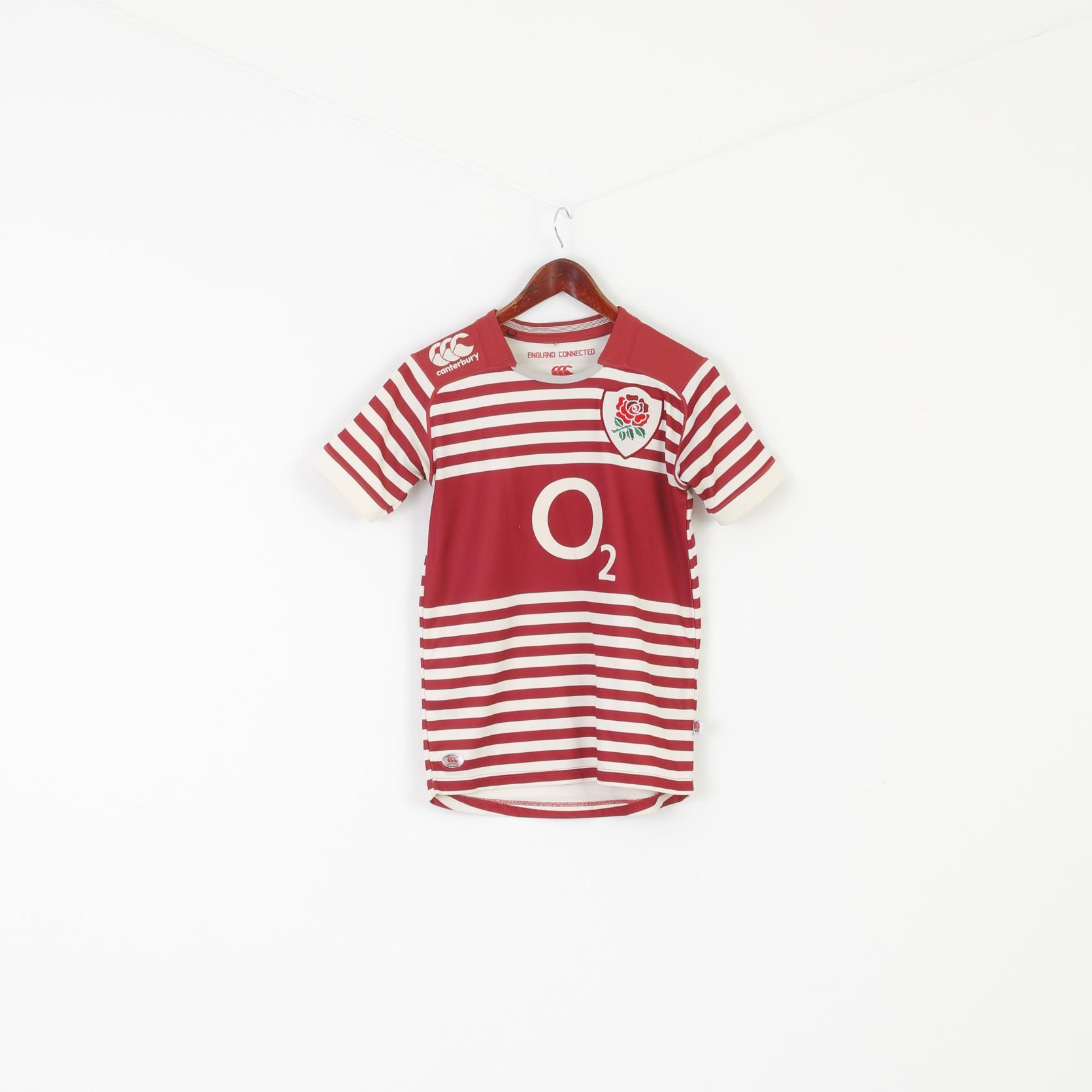 Canterbury England Boys 12 Age Shirt Maroon National Rugby Union Team O2 Jersey Top