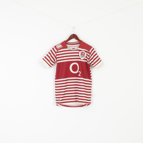 Canterbury England Boys 12 Age Shirt Maroon National Rugby Union Team O2 Jersey Top