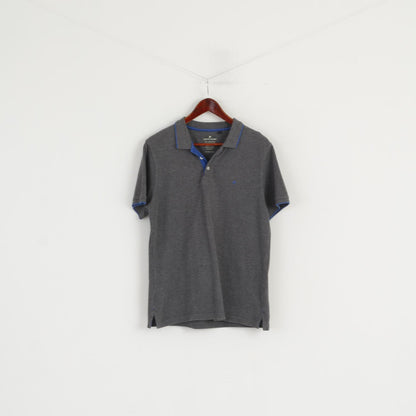 Pierre Cardin Men M Polo Shirt Grey Cotton Detailed Buttons Classic Top