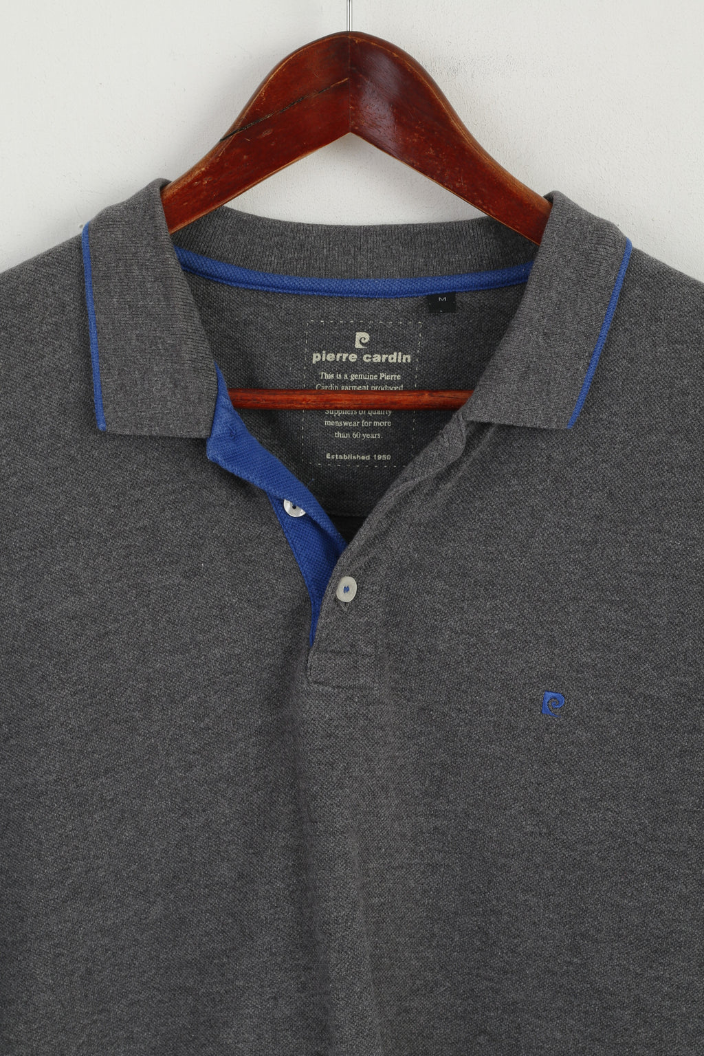 Pierre Cardin Homme M Polo Gris Coton Boutons Détaillés Haut Classique