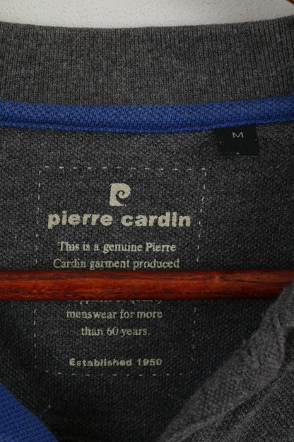 Pierre Cardin Men M Polo Shirt Grey Cotton Detailed Buttons Classic Top