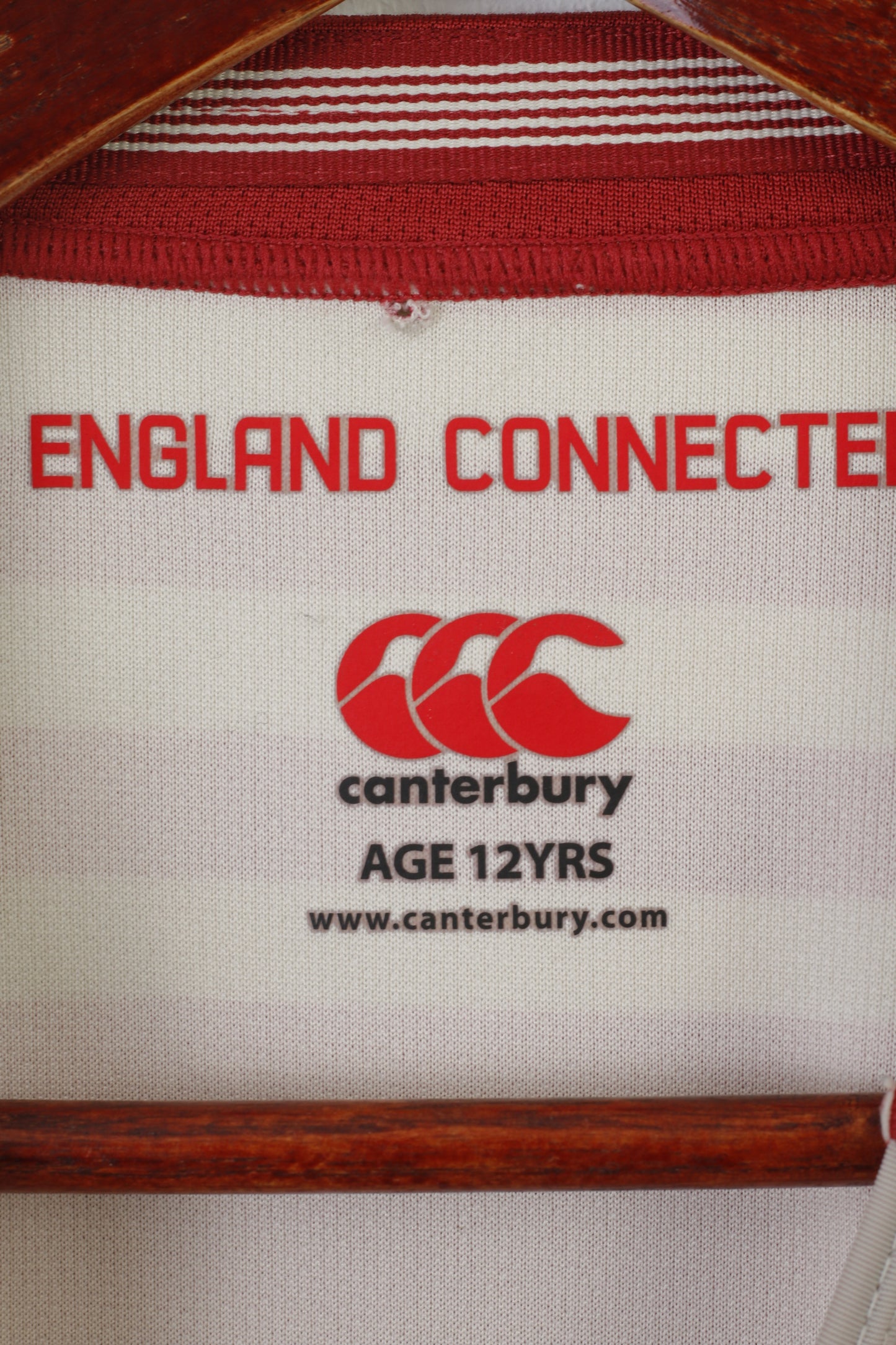 Maglia da 12 anni per ragazzi di Canterbury England, maglia O2 della squadra nazionale di rugby marrone rossiccio