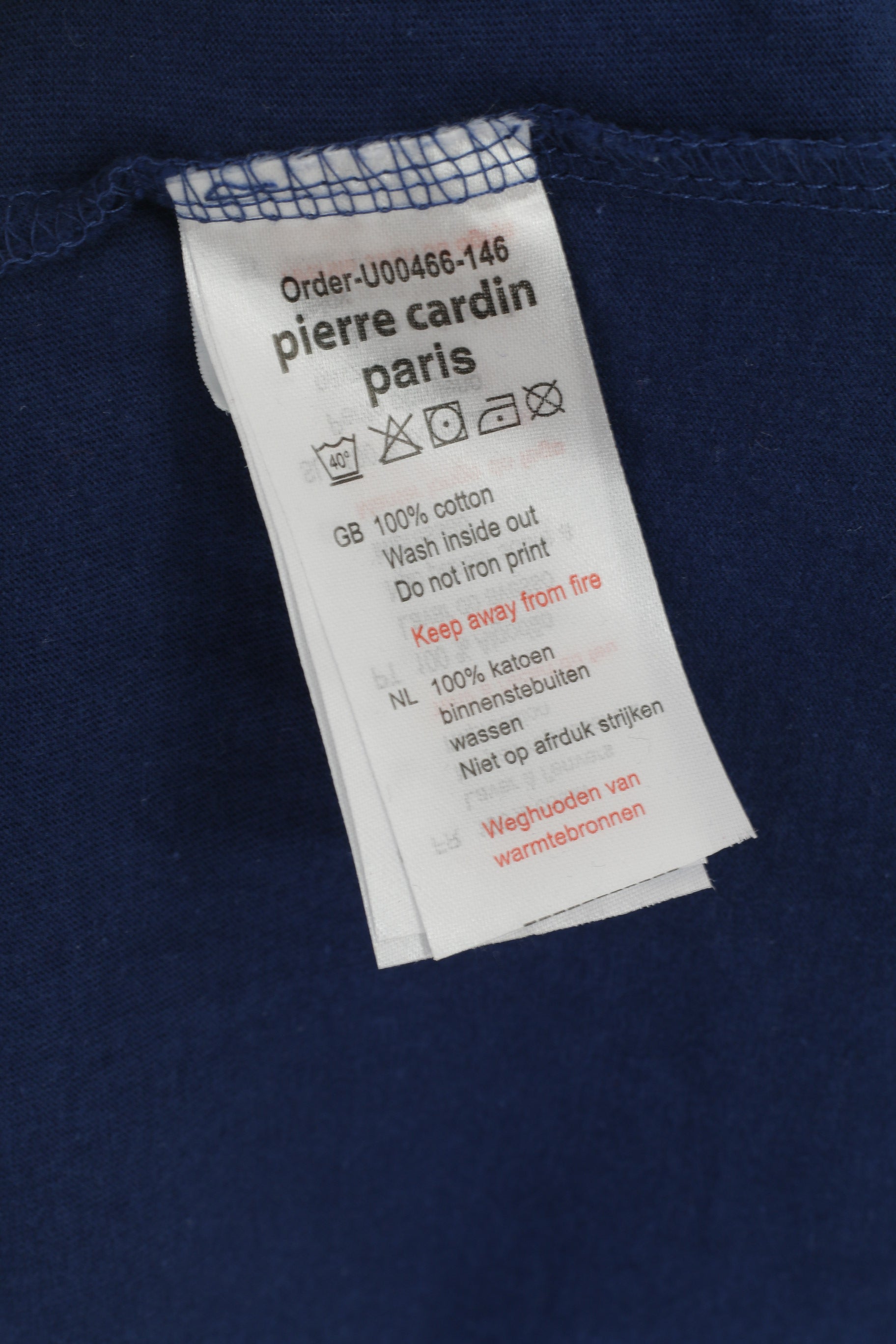 Camicia Pierre Cardin Paris da uomo XS Top girocollo con logo grafico in cotone blu