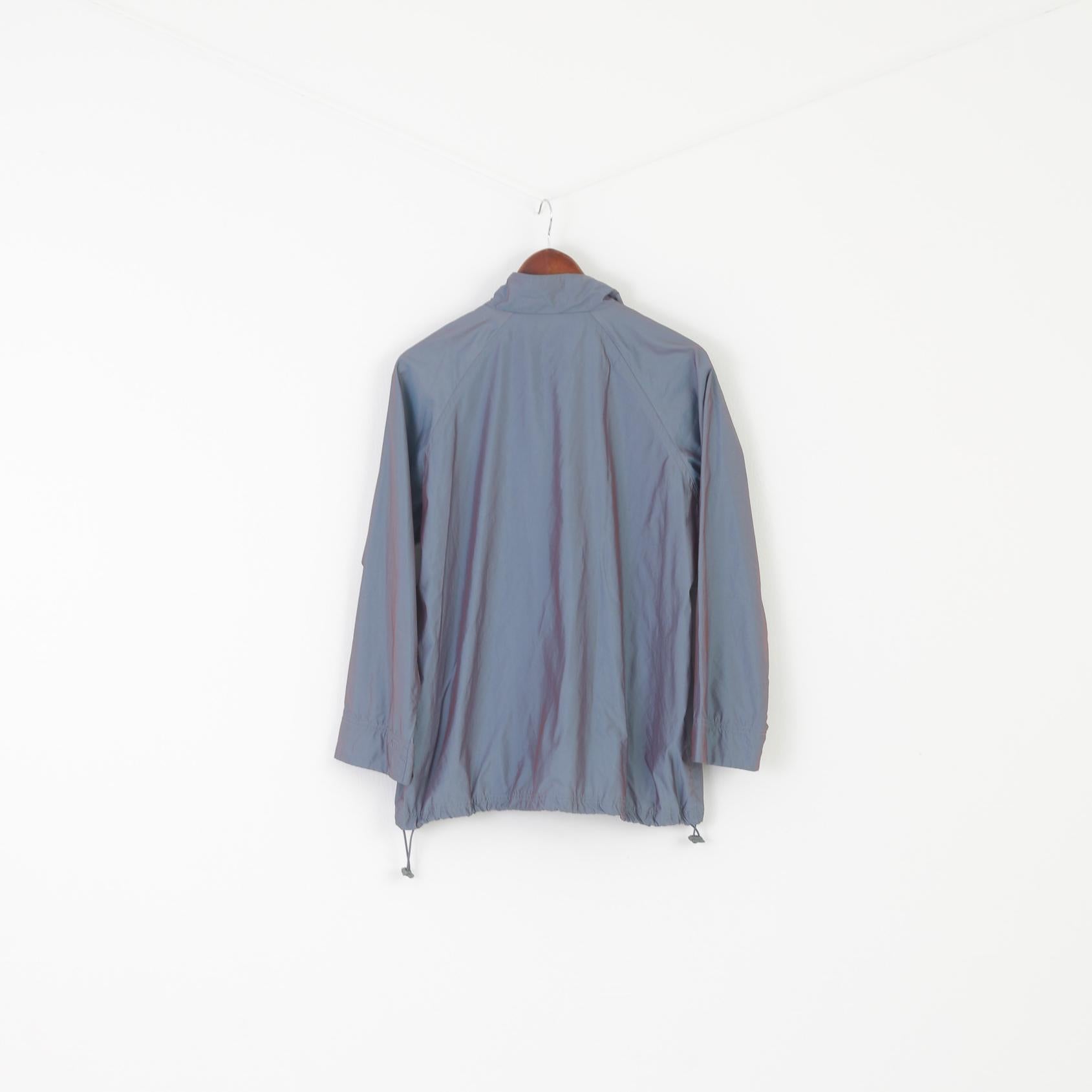 Cappuccino Women 36 S Jacket Blue Pink Shiny Hue Zip Up Lightweight Top