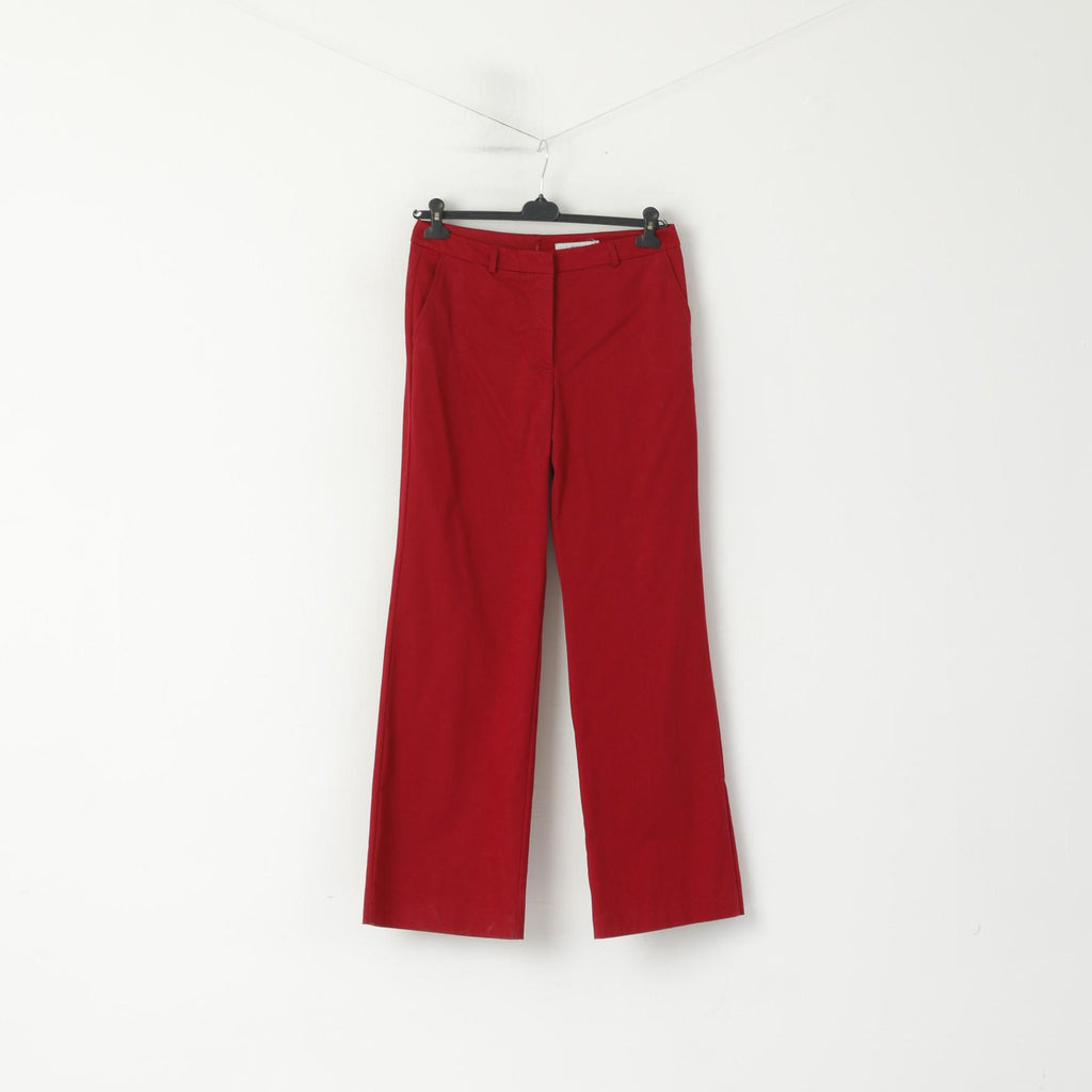 New More & More Women 42 L Trousers Maroon Cotton Stretch Fit Classic Pants