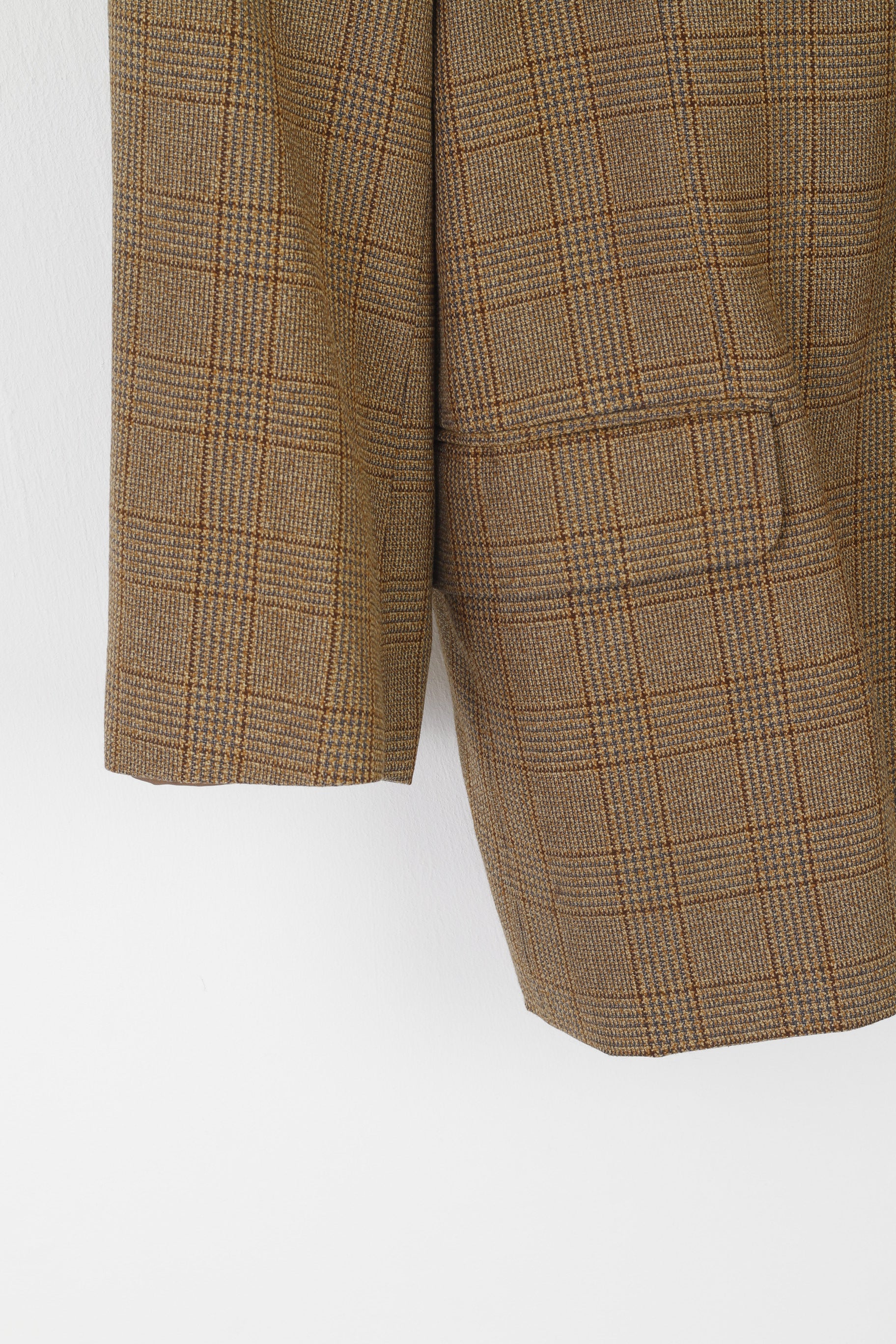 Marks & Spencer Italian Soft Men 50 Blazer Brown Check Silk Wool Blend Italy Jacket