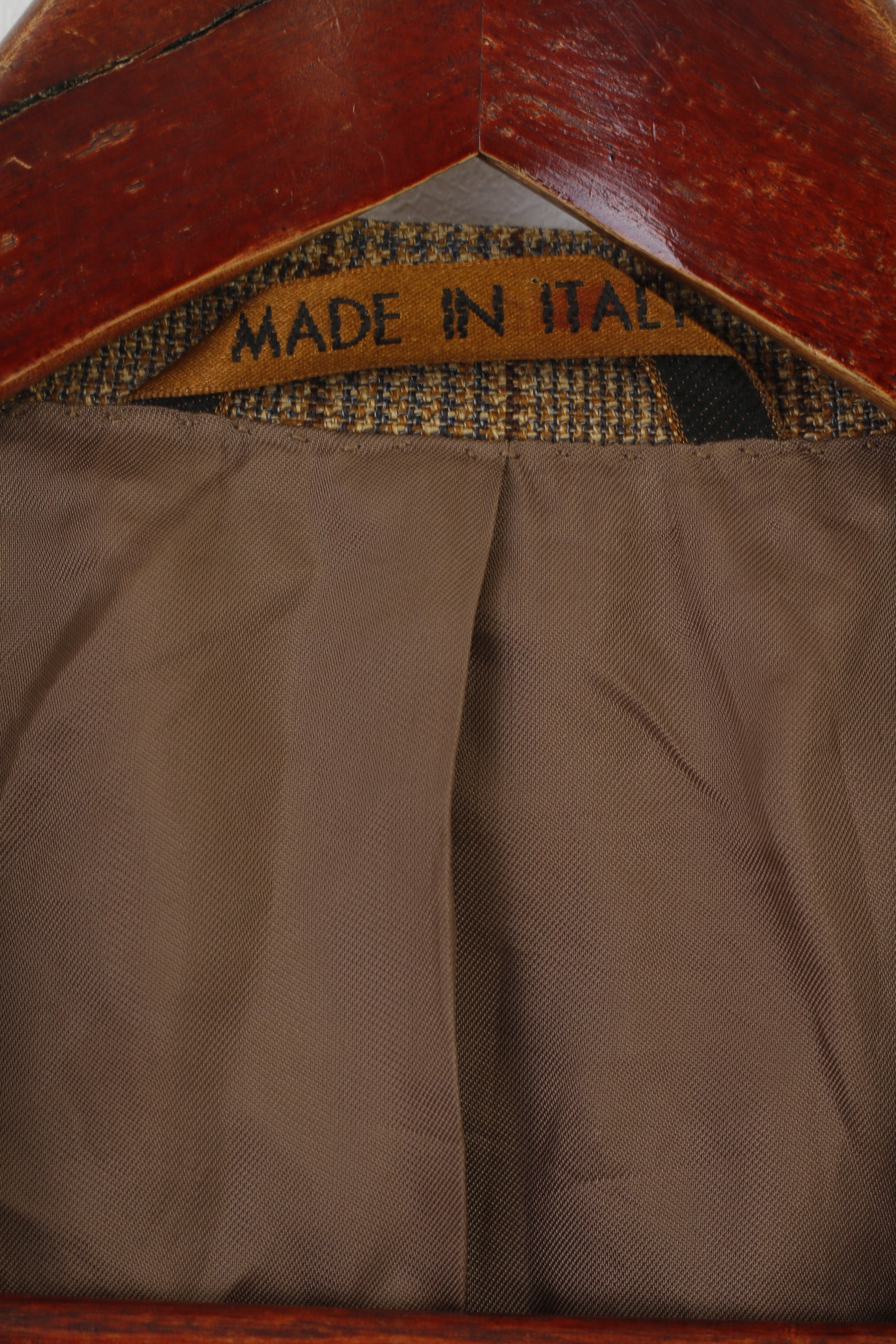 Marks & Spencer Italian Soft Men 50 Blazer Brown Check Silk Wool Blend Italy Jacket