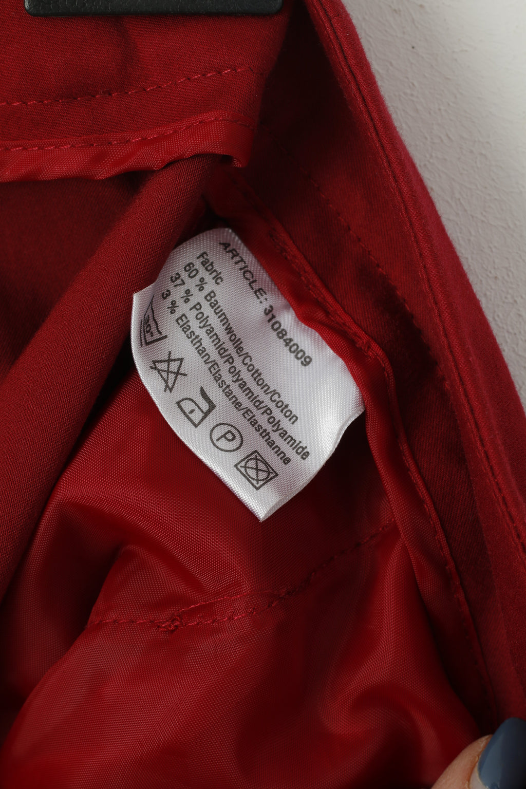 New More & More Women 42 L Trousers Maroon Cotton Stretch Fit Classic Pants