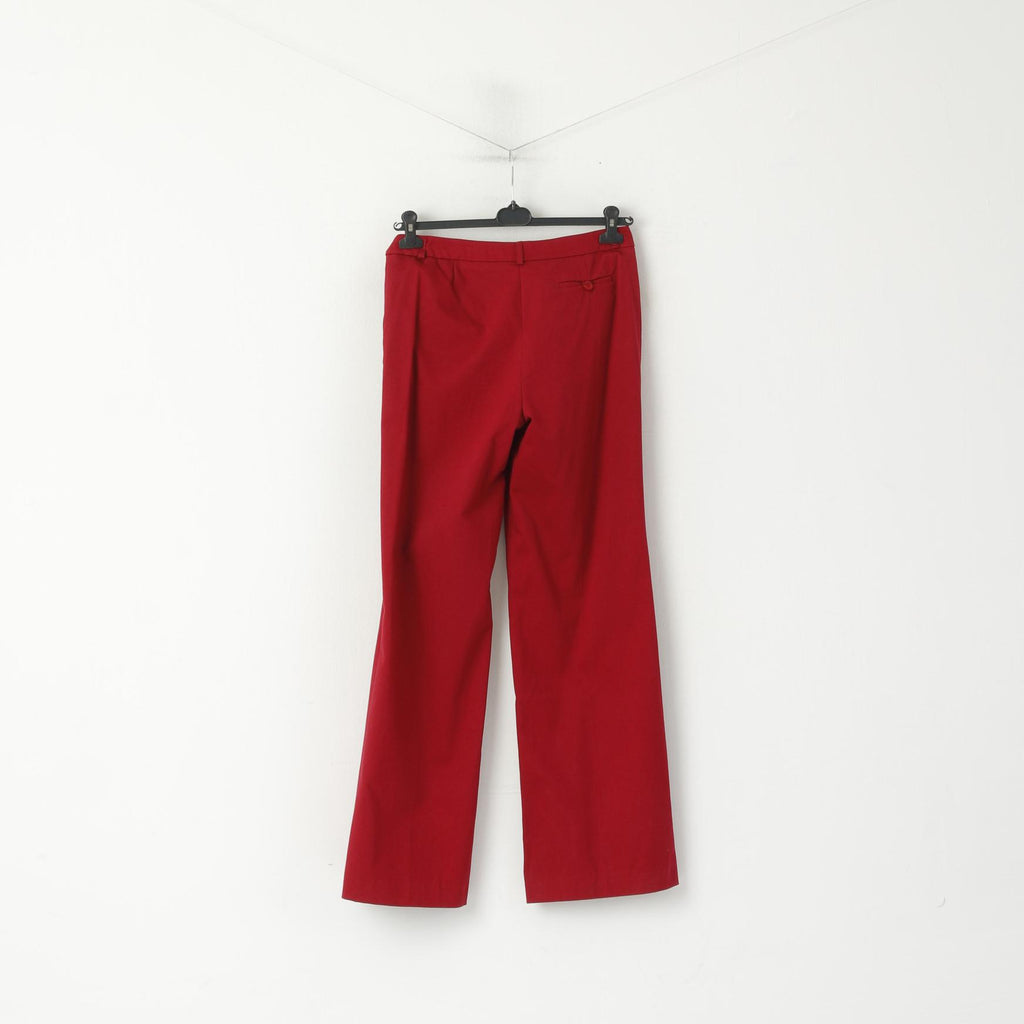New More & More Women 42 L Trousers Maroon Cotton Stretch Fit Classic Pants