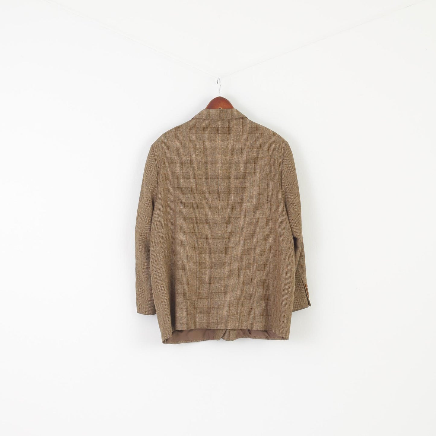 Marks & Spencer Italian Soft Men 50 Blazer Brown Check Silk Wool Blend Italy Jacket