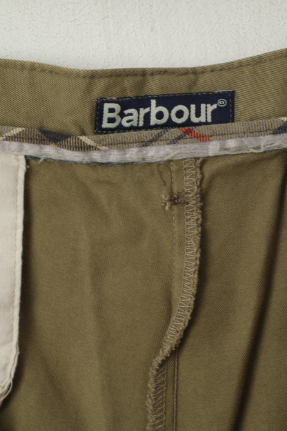 Barbour Men 34 Trousers Green Cotton Green Classic Straight Leg Casual Pants