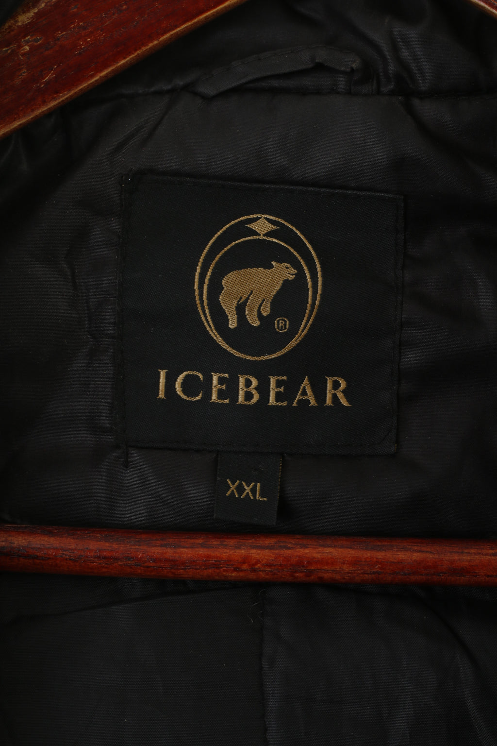 Icebear Women XXL (XL) Jacket Black Padded Hood Full Zipper Shiny Top