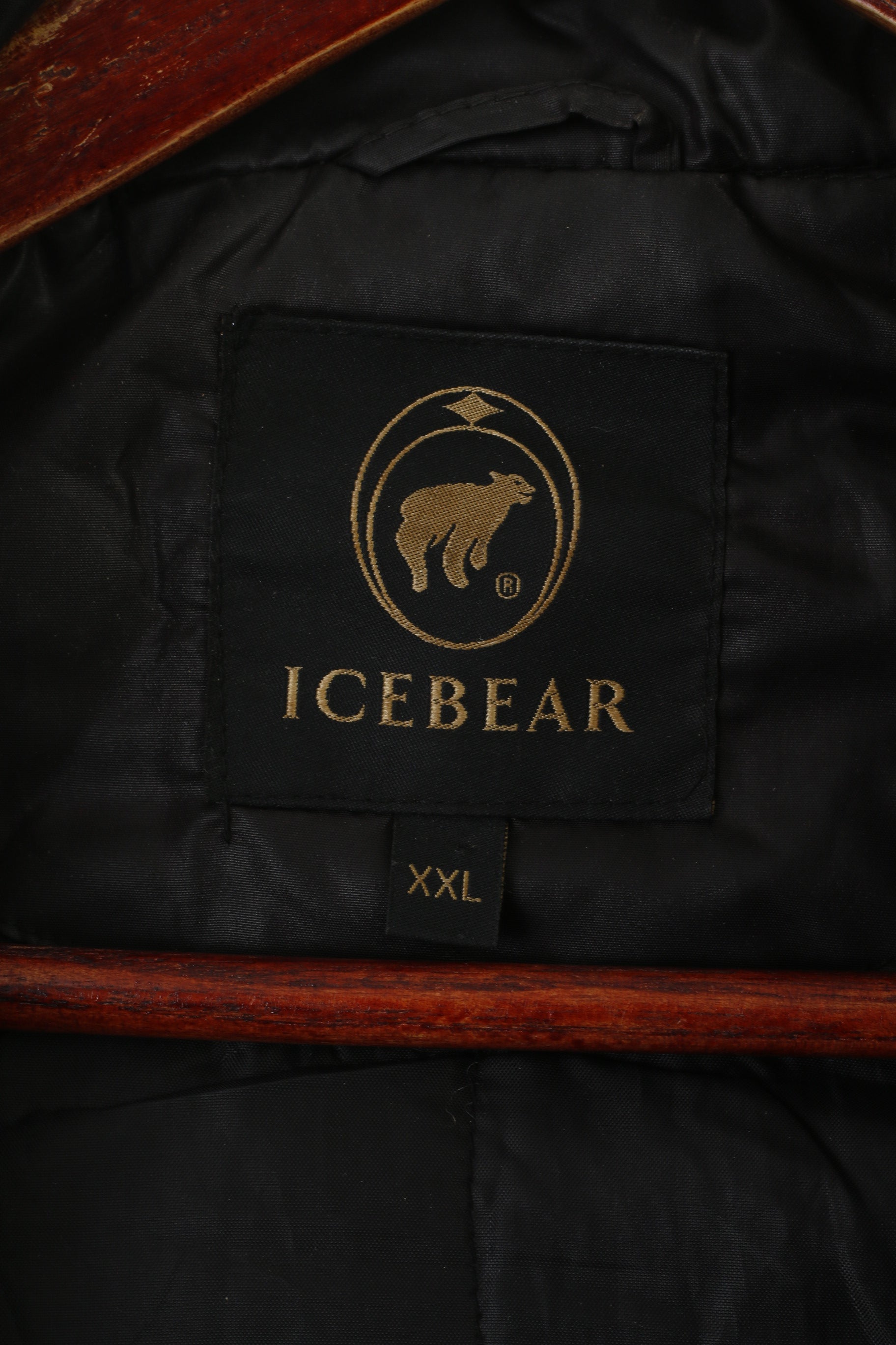 Icebear Women XXL (XL) Jacket Black Padded Hood Full Zipper Shiny Top