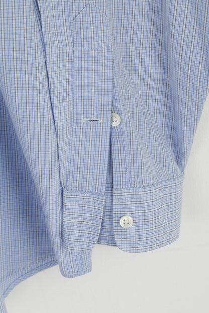Polo by Ralph Lauren Men L Casual Shirt Blue Check Lowell Sport Two-Ply Cotton Top
