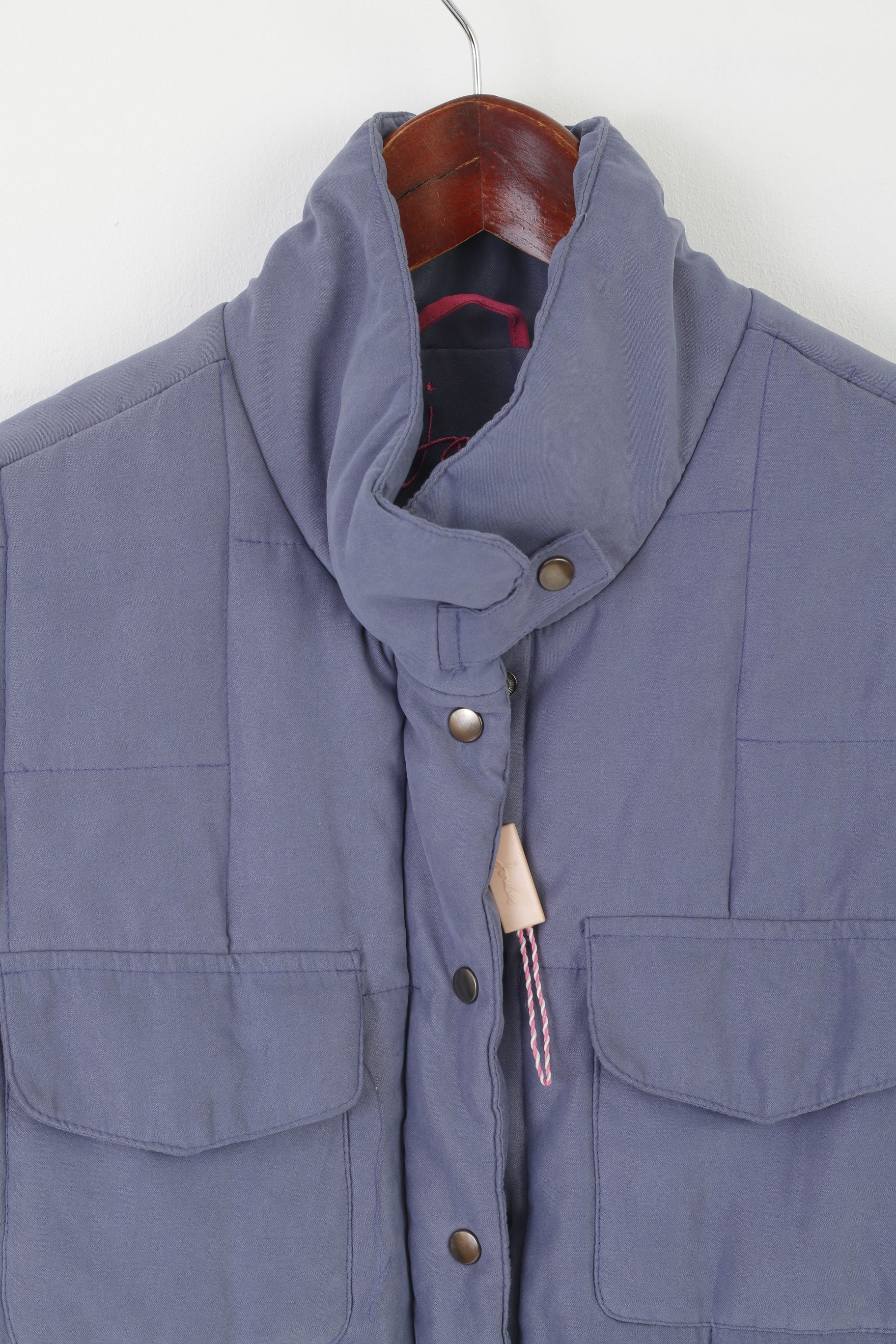 Joules Femme 10 S Veste Violet Rembourré Fermeture Éclair Complète Multi Poches Haut Classique
