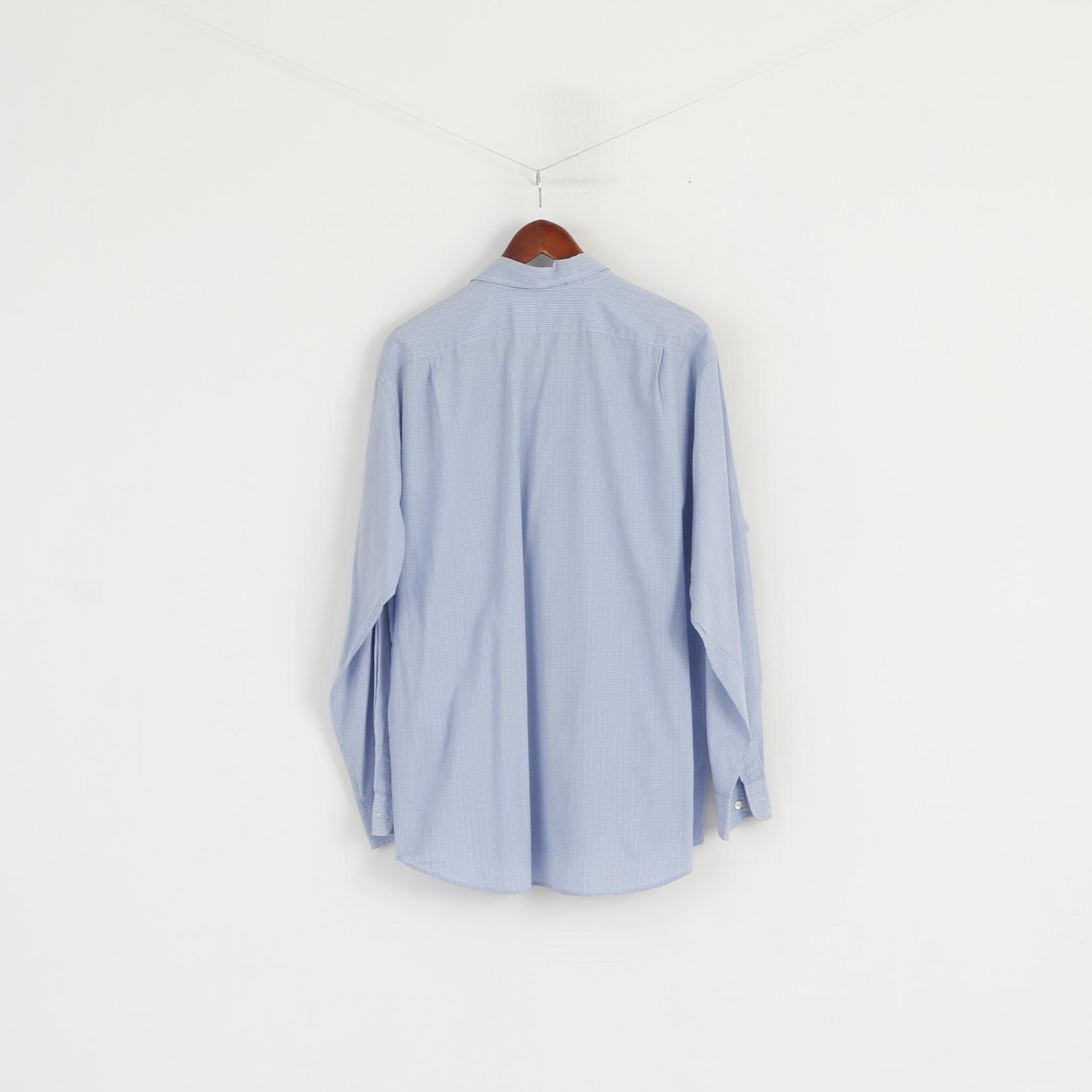 Polo di Ralph Lauren Camicia casual da uomo L Blu Check Lowell Sport Top in cotone a due strati