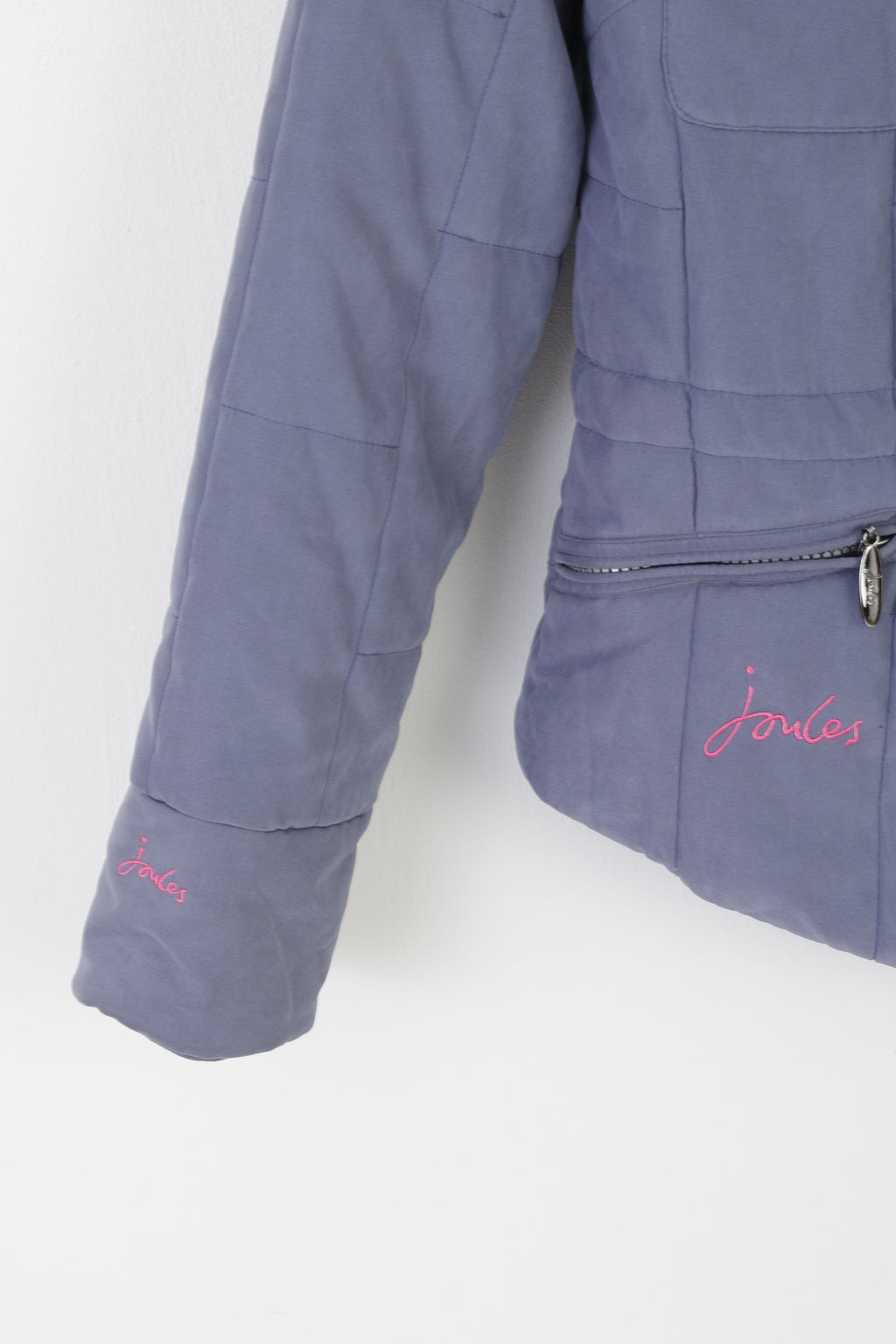 Joules Femme 10 S Veste Violet Rembourré Fermeture Éclair Complète Multi Poches Haut Classique