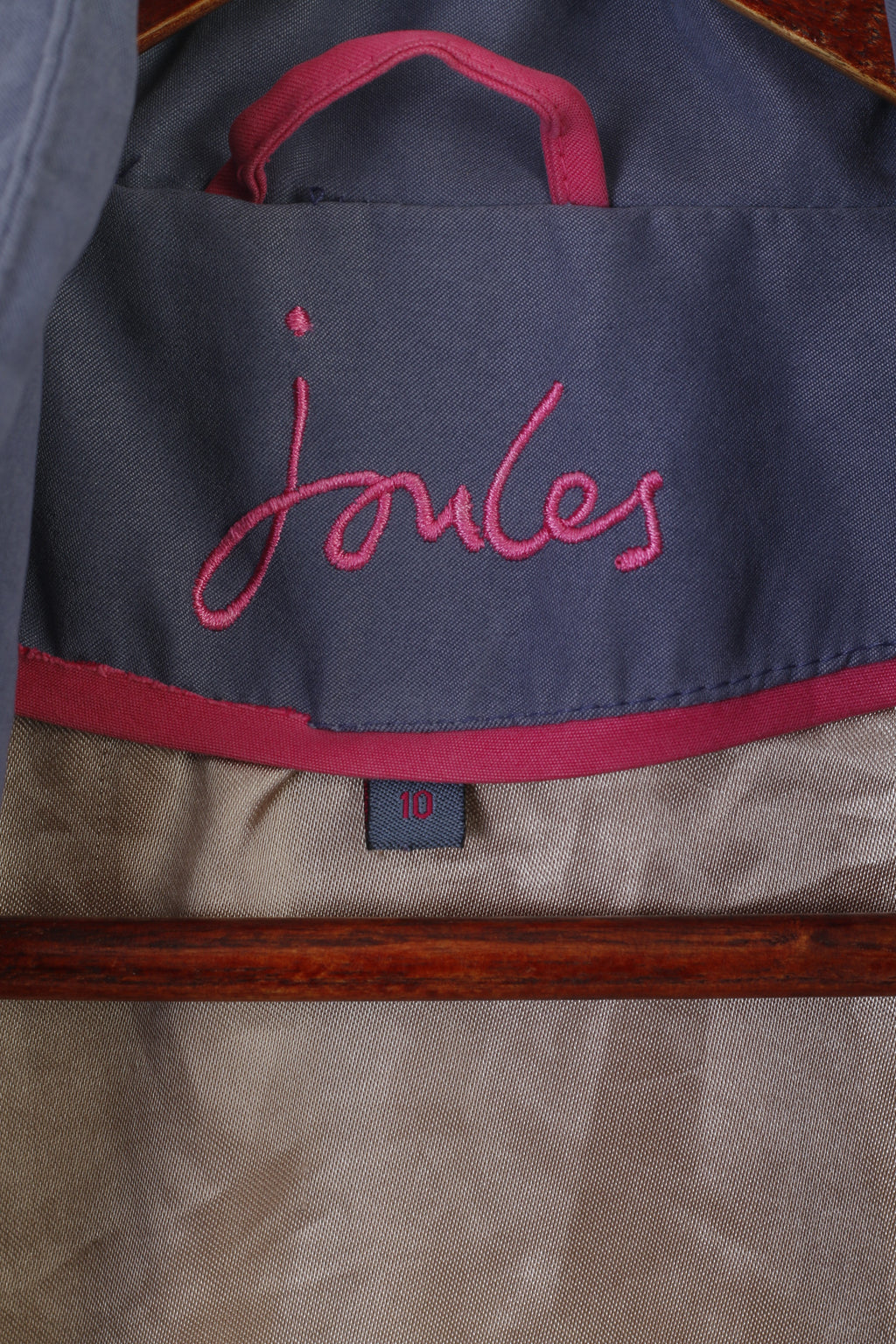 Joules Femme 10 S Veste Violet Rembourré Fermeture Éclair Complète Multi Poches Haut Classique