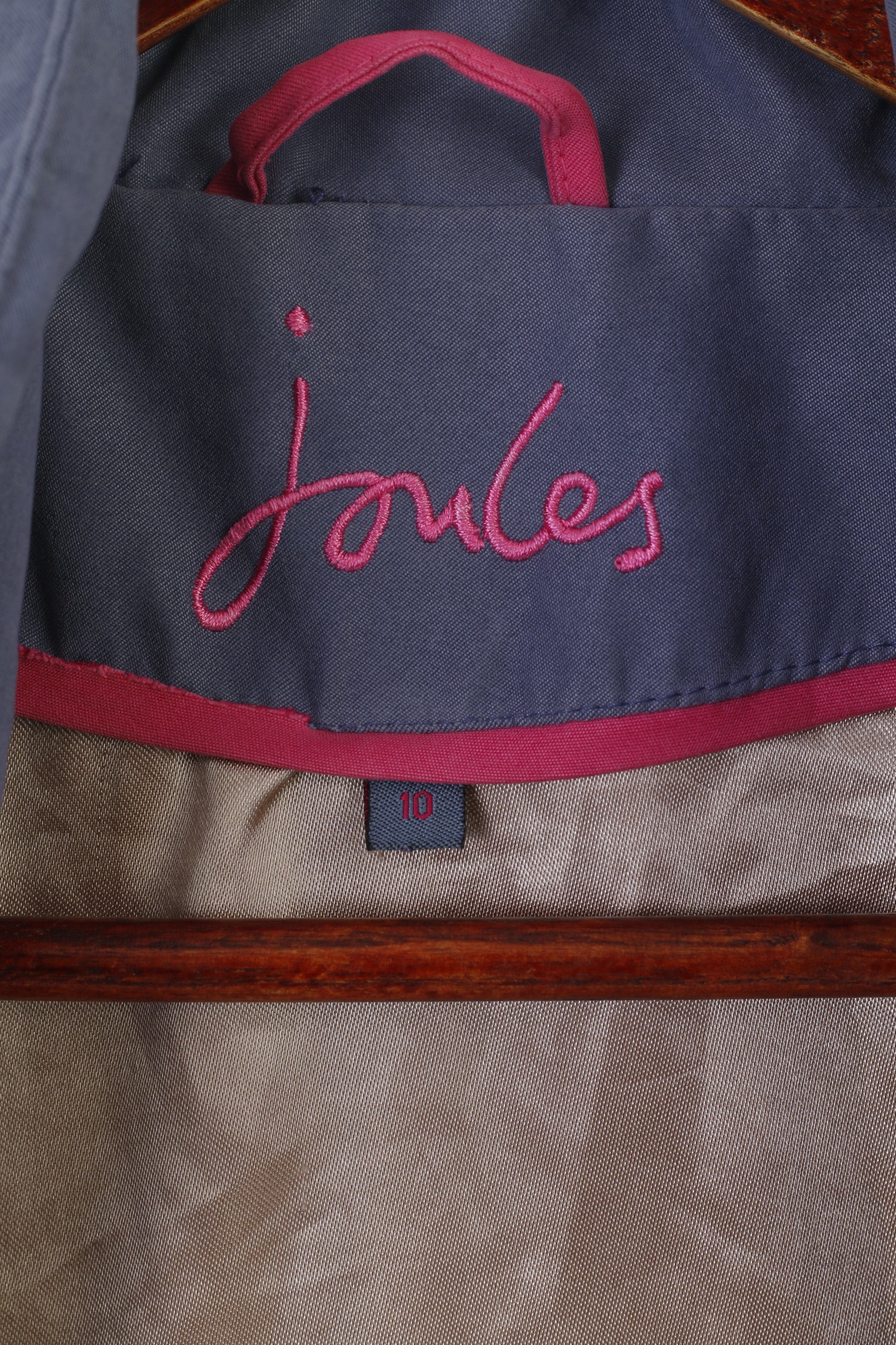 Joules Femme 10 S Veste Violet Rembourré Fermeture Éclair Complète Multi Poches Haut Classique