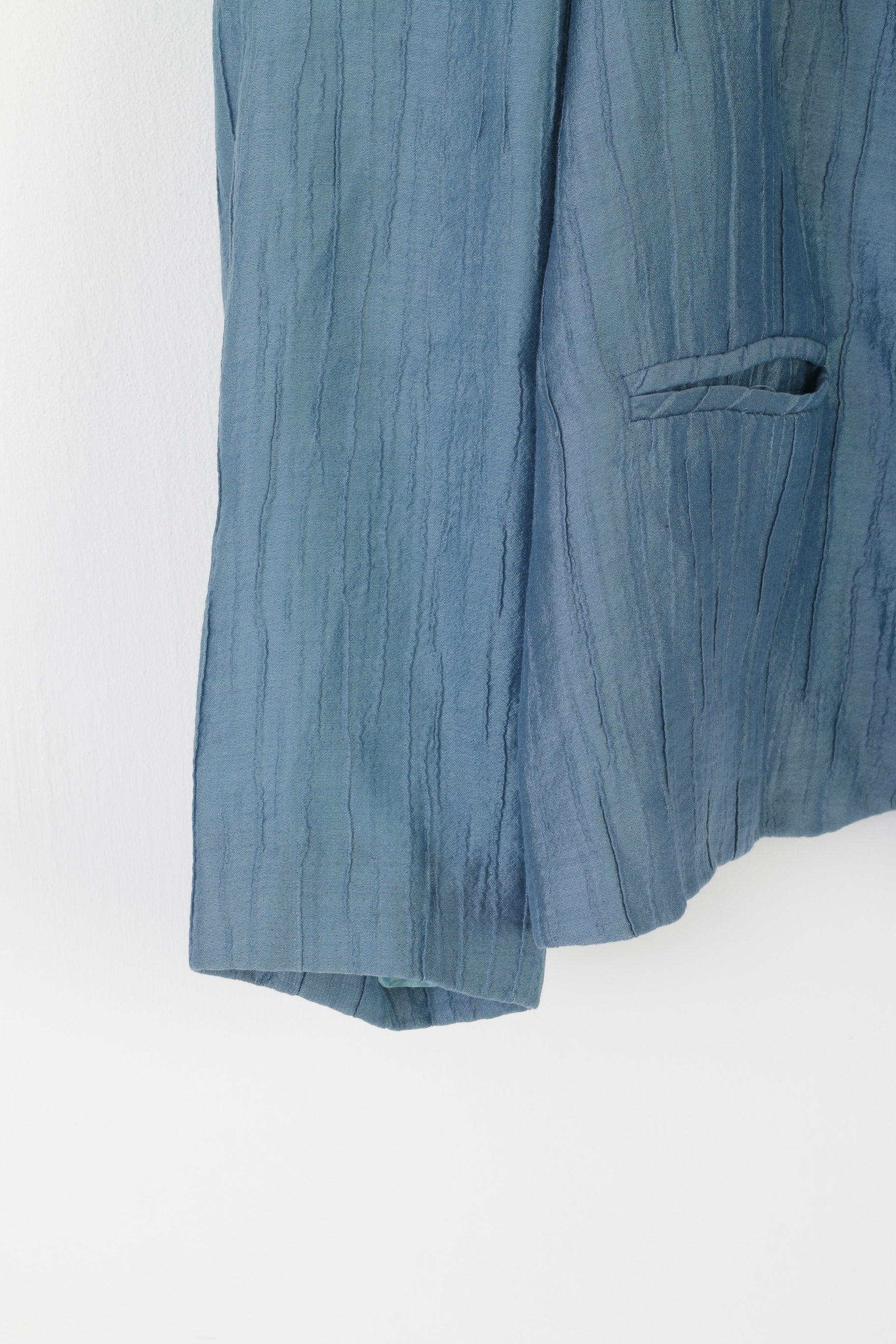 Via Veneto Women 16 XL Blazer Blue Shiny Vintage Elegant Silver Buttons Jacket