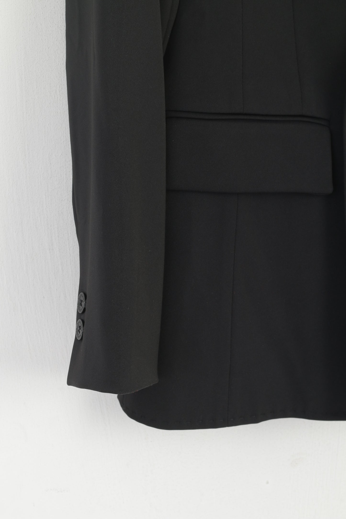 Madeleine femmes 10 38 S/M Blazer noir brillant Double boutonnage boutons détaillés veste