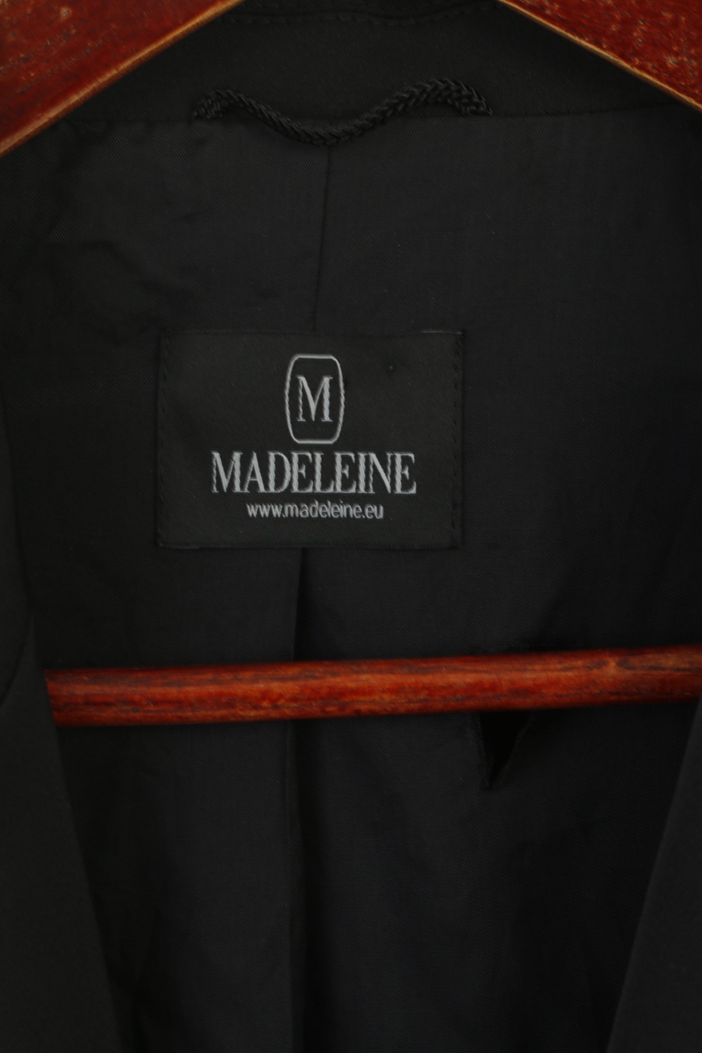 Madeleine Donna 10 38 S/M Blazer Giacca nera lucida con bottoni dettagliati a doppio petto