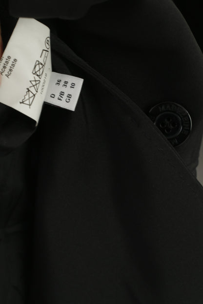 Madeleine Donna 10 38 S/M Blazer Giacca nera lucida con bottoni dettagliati a doppio petto