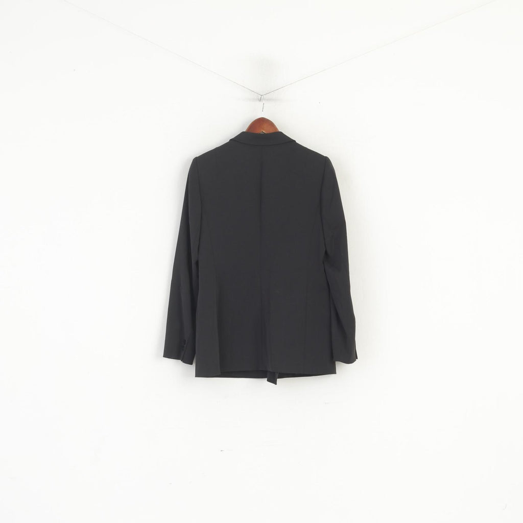 Madeleine Donna 10 38 S/M Blazer Giacca nera lucida con bottoni dettagliati a doppio petto