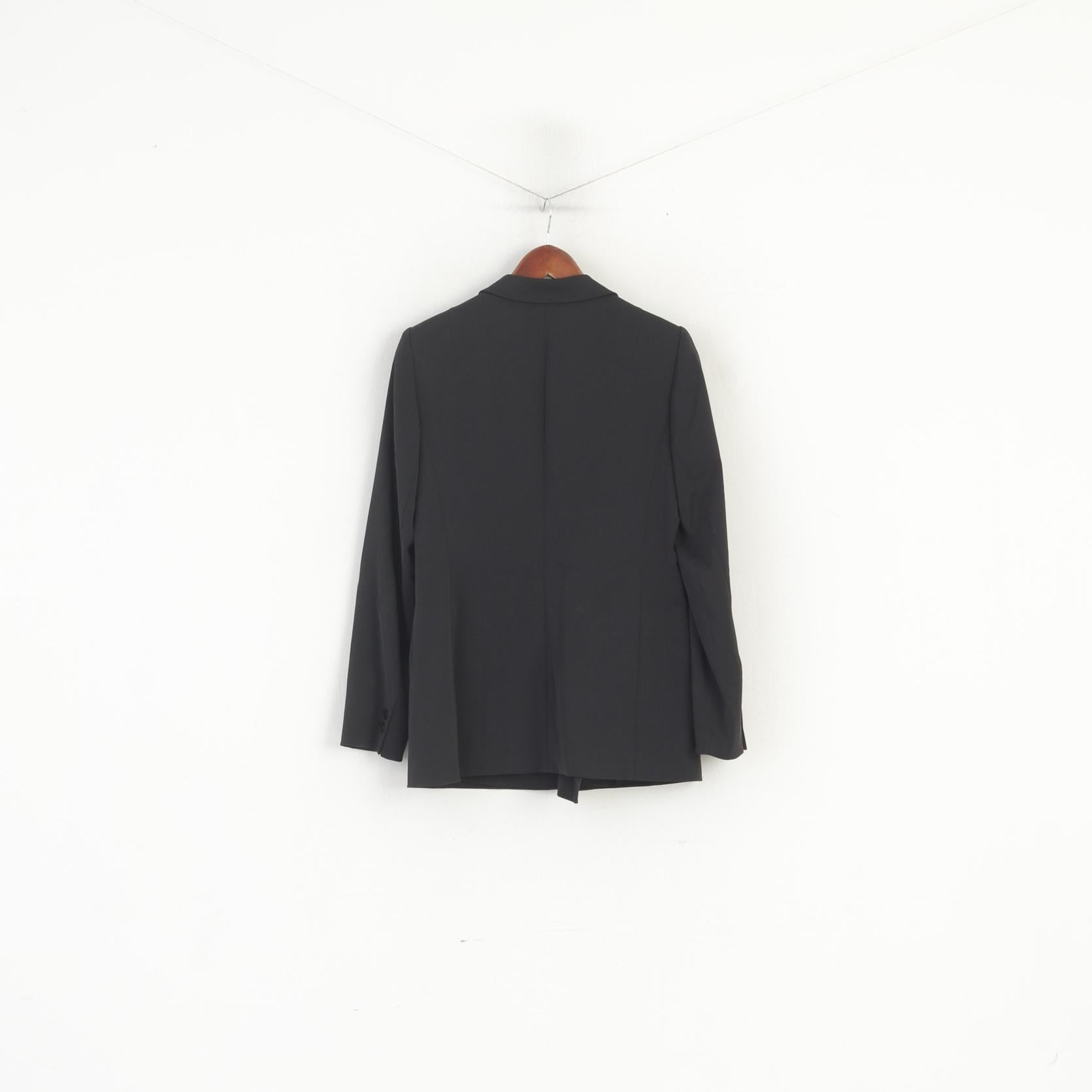 Madeleine Donna 10 38 S/M Blazer Giacca nera lucida con bottoni dettagliati a doppio petto