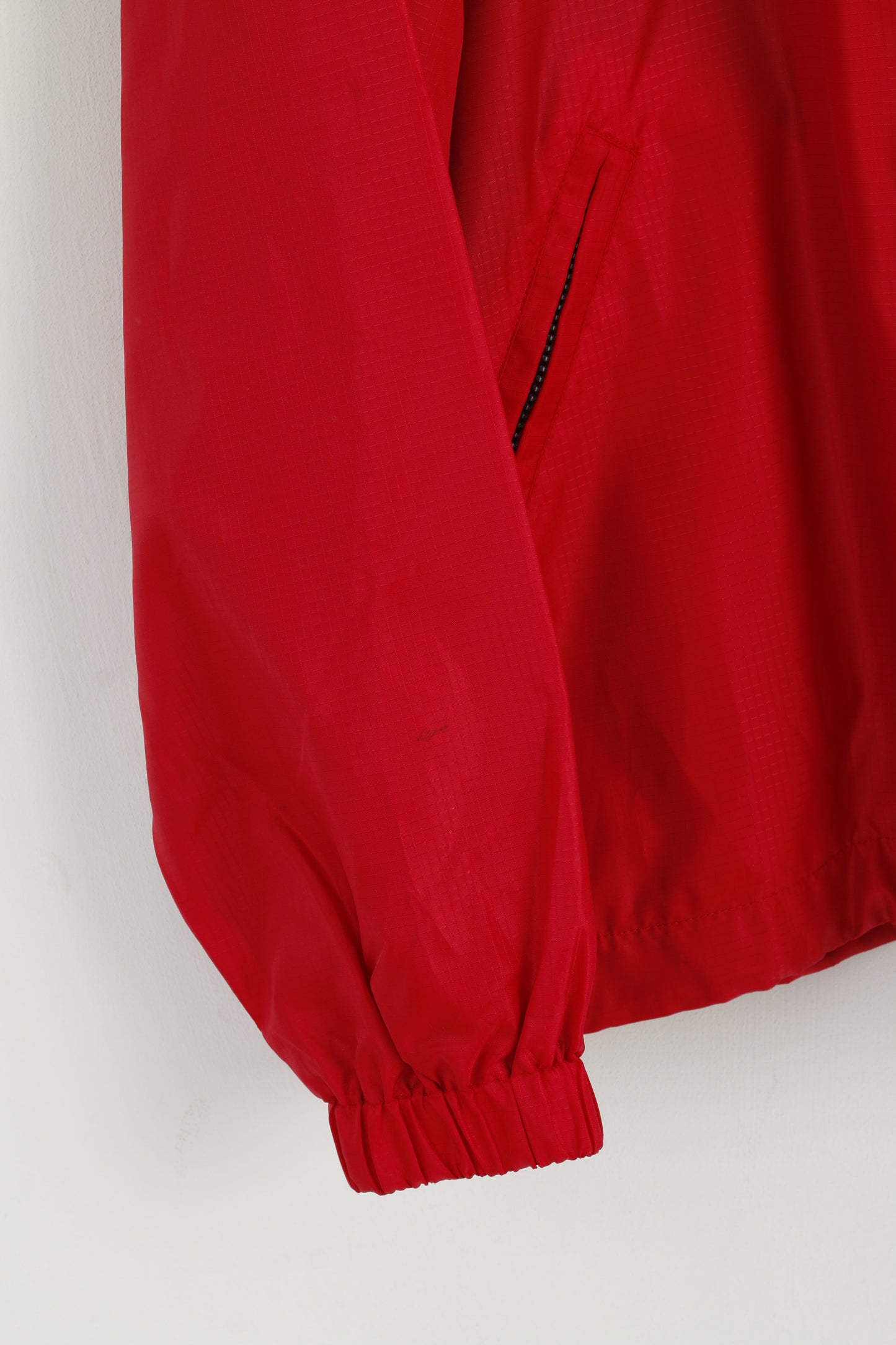 Bloddonor Giacca da uomo a L in nylon rosso impermeabile con cappuccio nascosto per esterni con cerniera intera