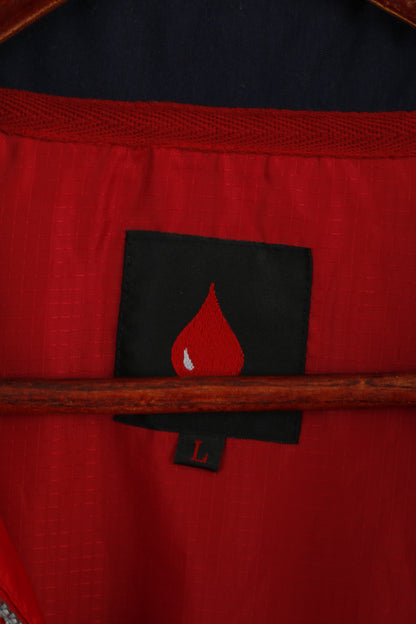 Bloddonor Giacca da uomo a L in nylon rosso impermeabile con cappuccio nascosto per esterni con cerniera intera