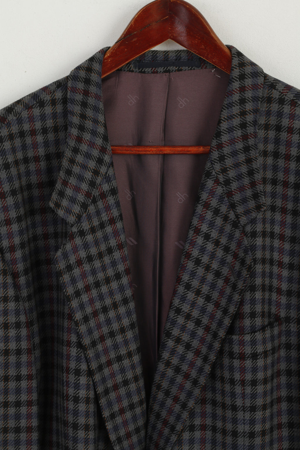 Daniel Hechter Paris Homme 48 Blazer Multi Check Laine Cachemire Mélange Veste Vintage