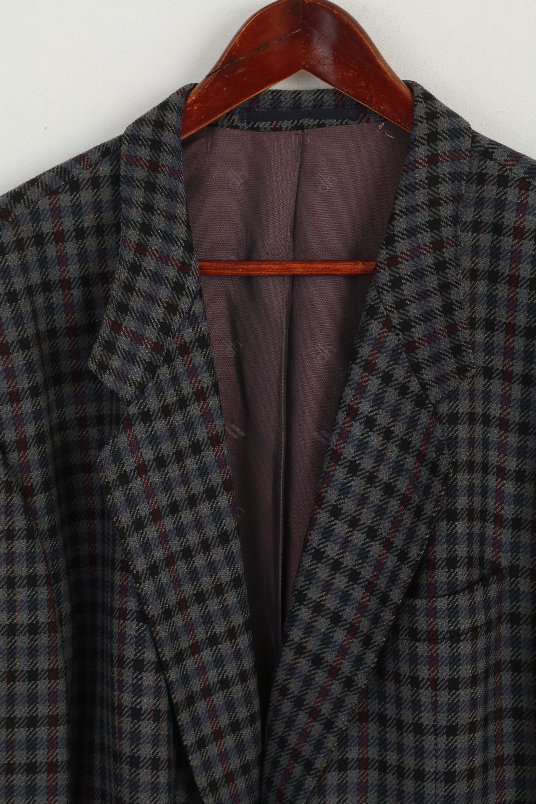 Daniel Hechter Paris Homme 48 Blazer Multi Check Laine Cachemire Mélange Veste Vintage