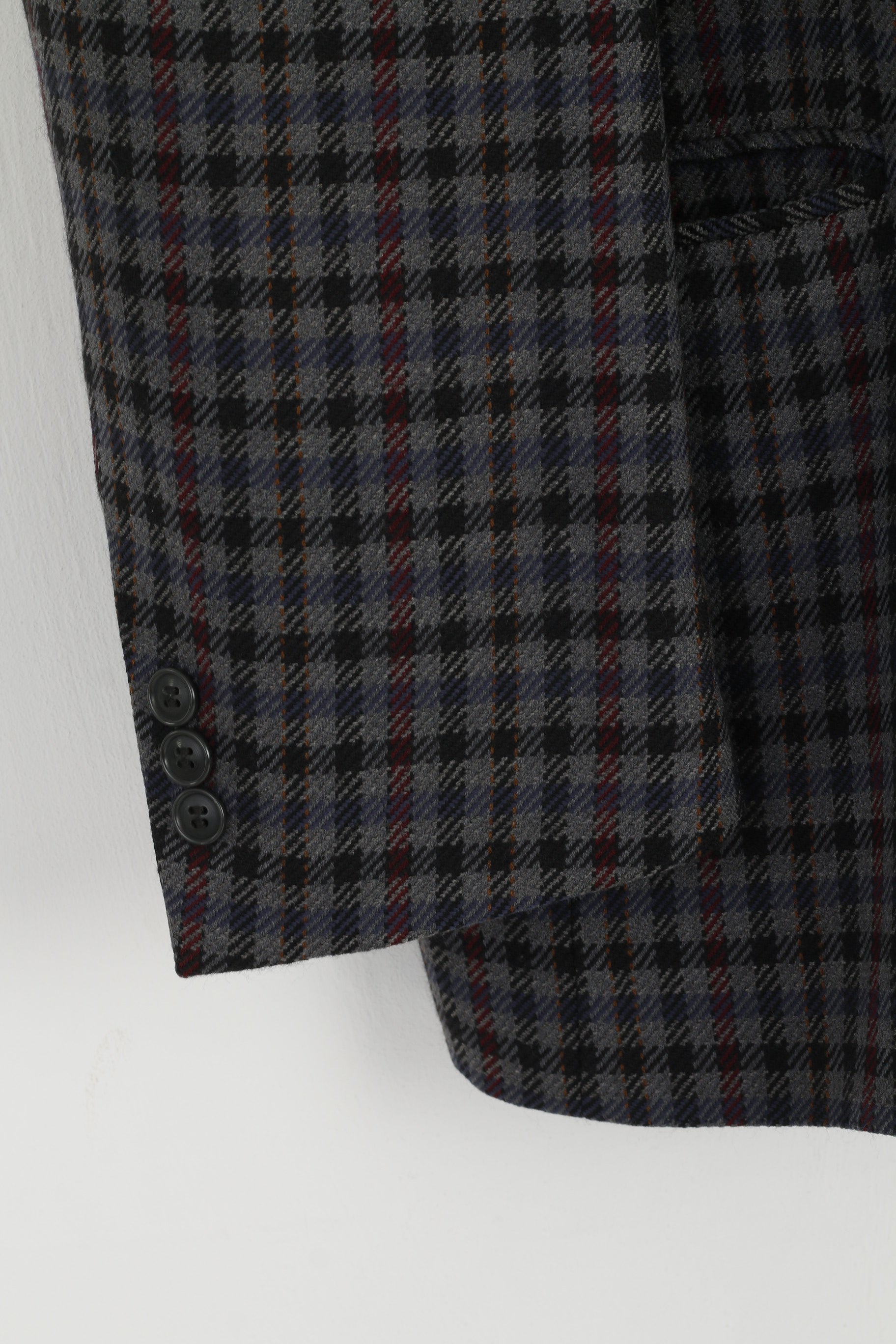 Daniel Hechter Paris Homme 48 Blazer Multi Check Laine Cachemire Mélange Veste Vintage