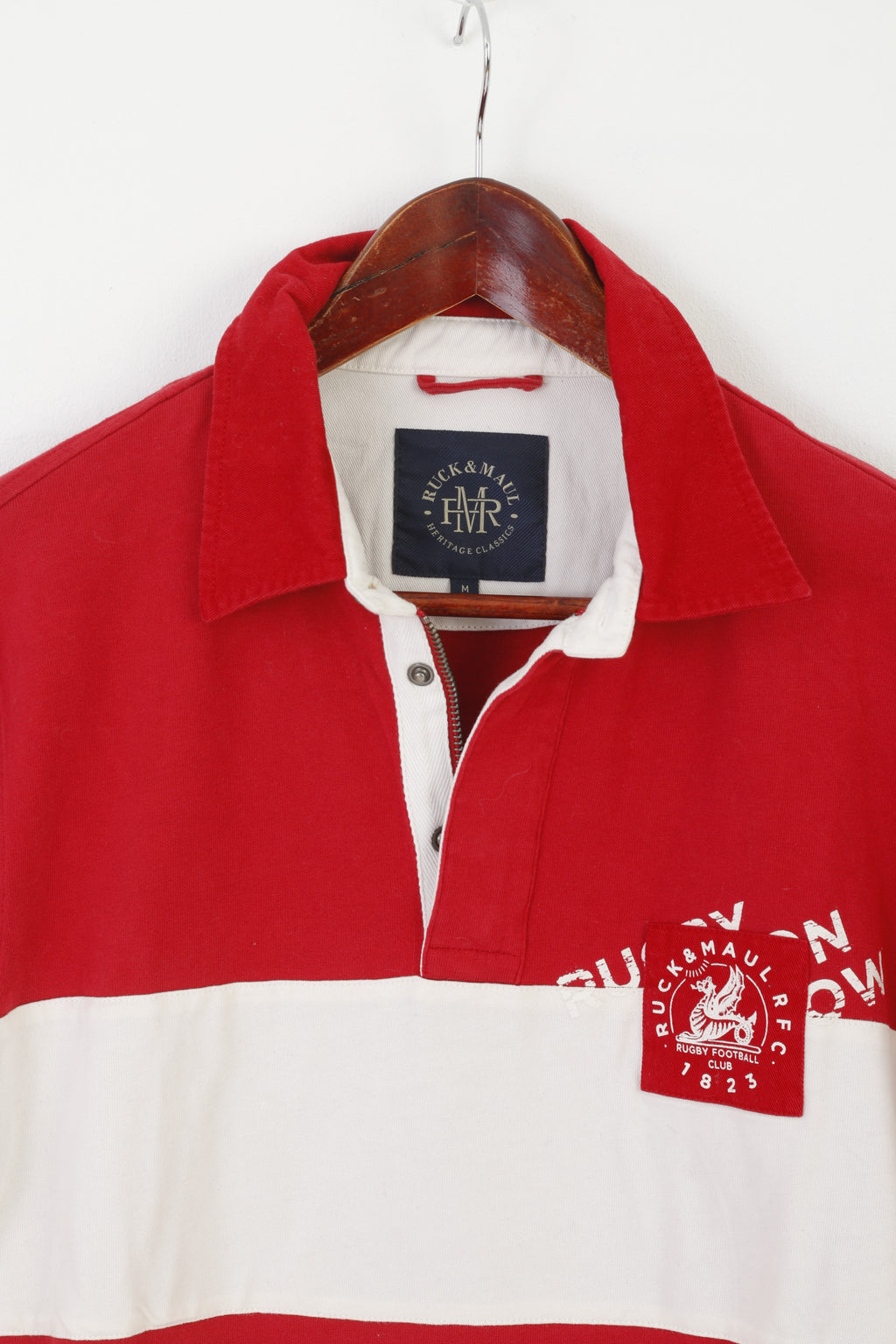 Polo Ruck &amp; Maul da uomo M, maglietta a maniche lunghe in cotone marrone rugby Football Club 1823