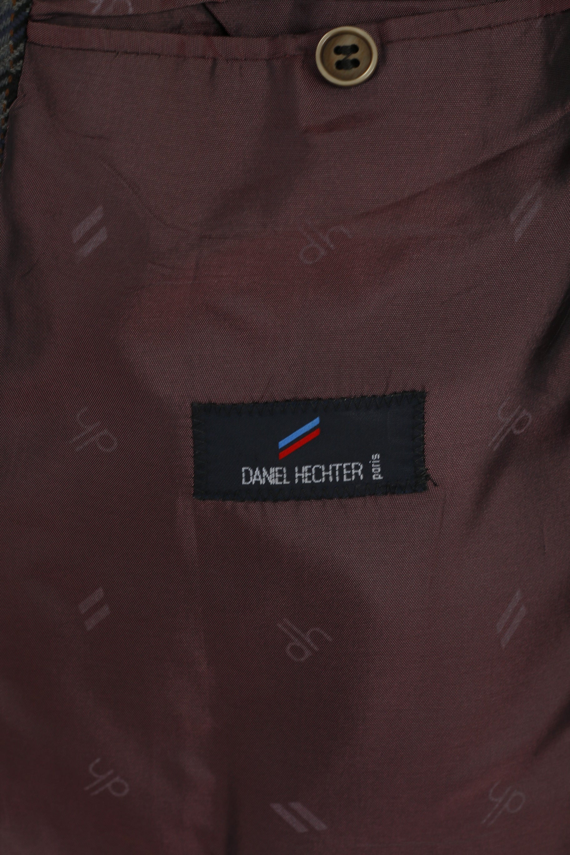 Daniel Hechter Paris Homme 48 Blazer Multi Check Laine Cachemire Mélange Veste Vintage