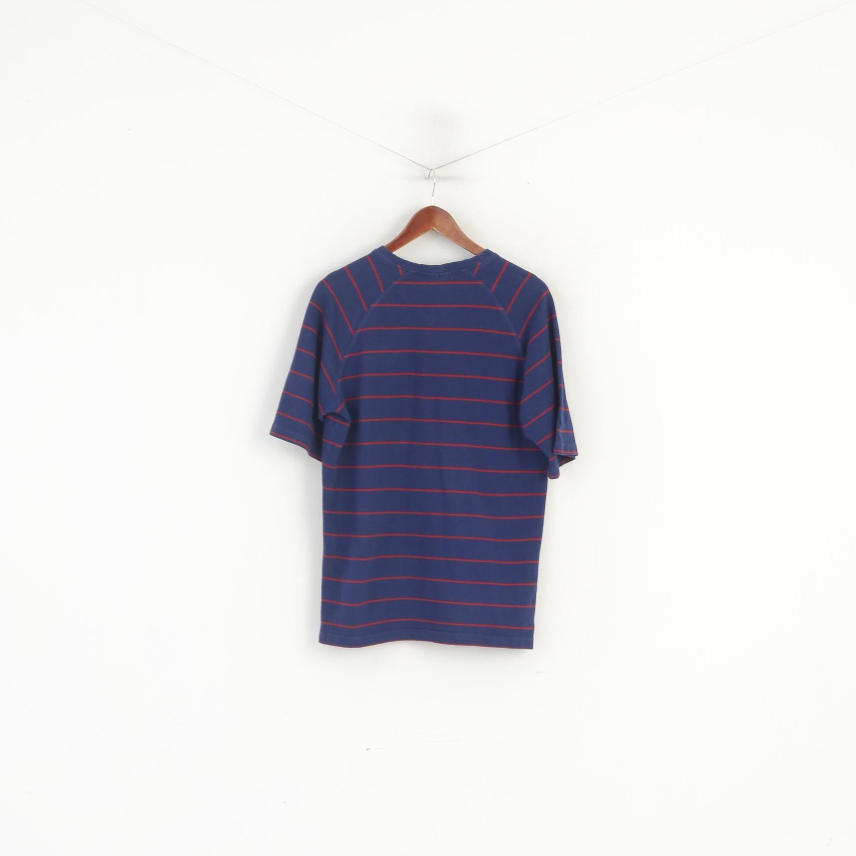 Adidas Hommes M Chemise Marine Rayé Vintage Rouge Logo Raglan Manches Sport Haut