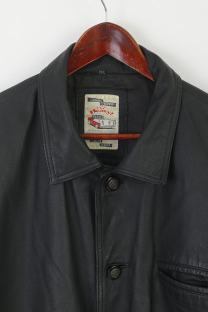 Giacca hardware originale 57 Heavy Men 3XL Top classico con colletto vintage in pelle nera