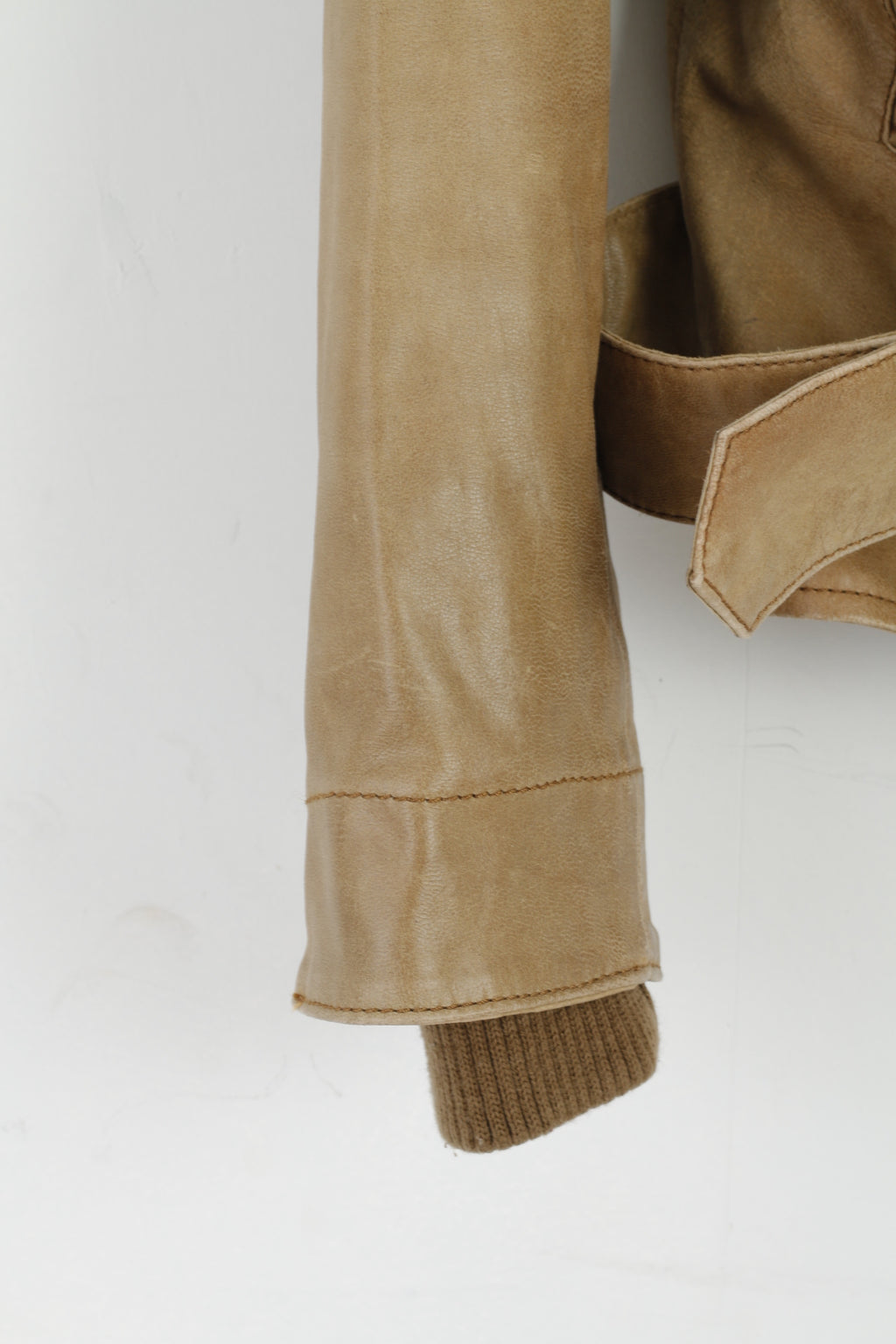 ARMA Giacca da donna 18 44 Marrone Latte 100% pelle da motociclista con cintura e bottoni