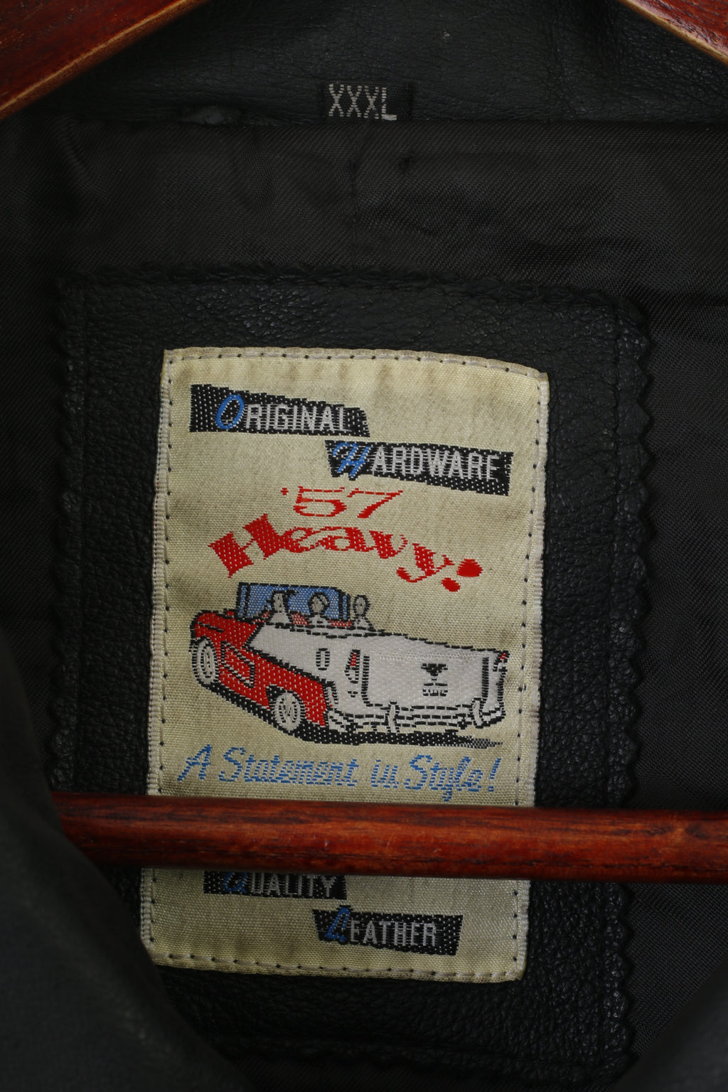 Original Hardware 57 Heavy Men 3XL Jacket Black Leather Vintage Collared Classic Top