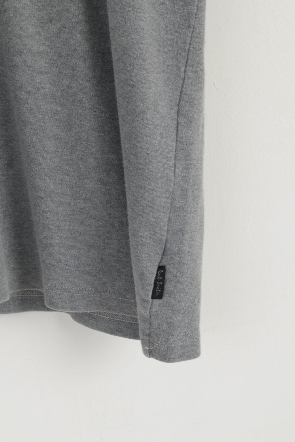 Paul Smith Men L Shirt Grey Cotton Crew Neck Plain Classic Short Sleeve Top