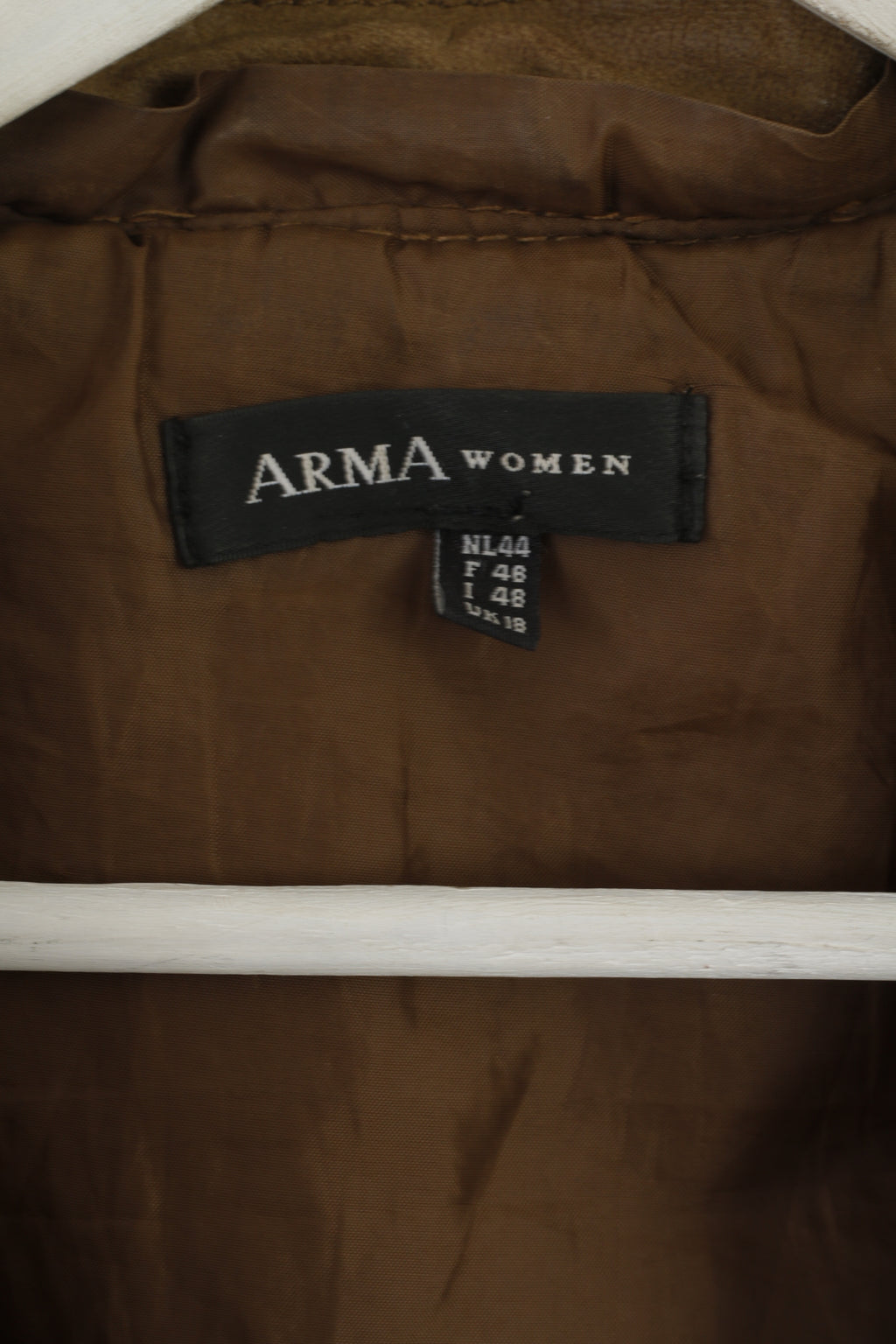 ARMA Giacca da donna 18 44 Marrone Latte 100% pelle da motociclista con cintura e bottoni