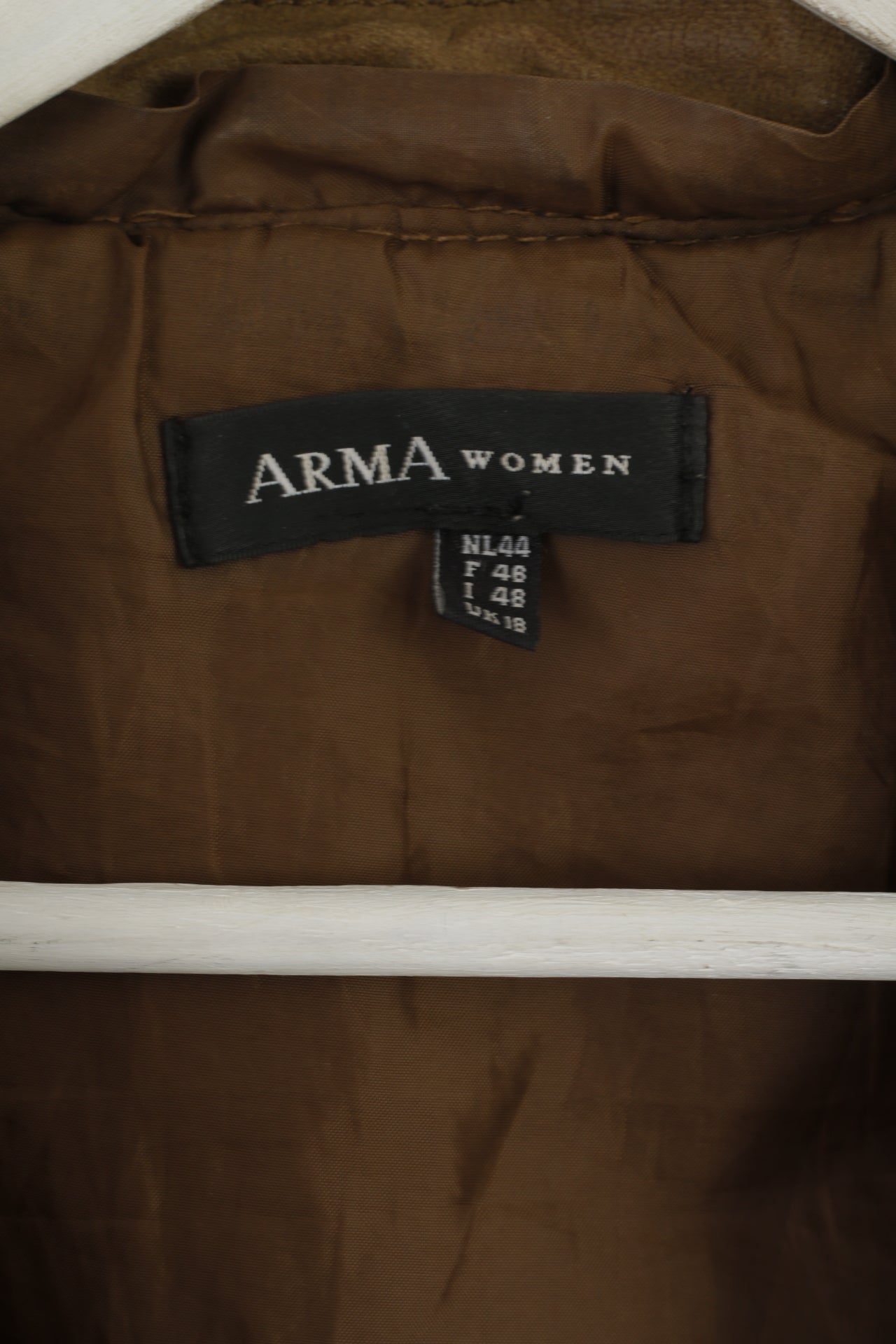 ARMA Giacca da donna 18 44 Marrone Latte 100% pelle da motociclista con cintura e bottoni