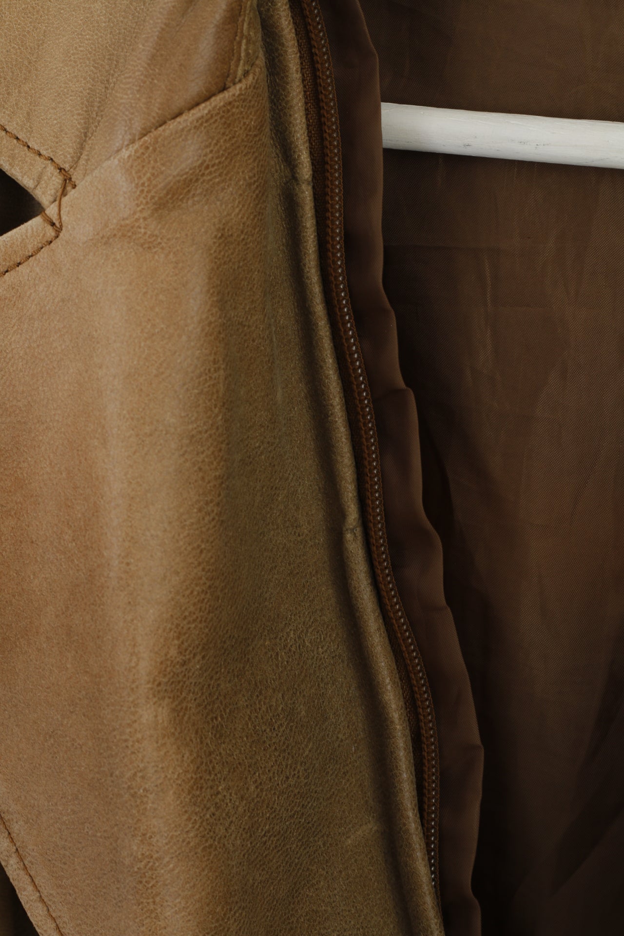 ARMA Giacca da donna 18 44 Marrone Latte 100% pelle da motociclista con cintura e bottoni