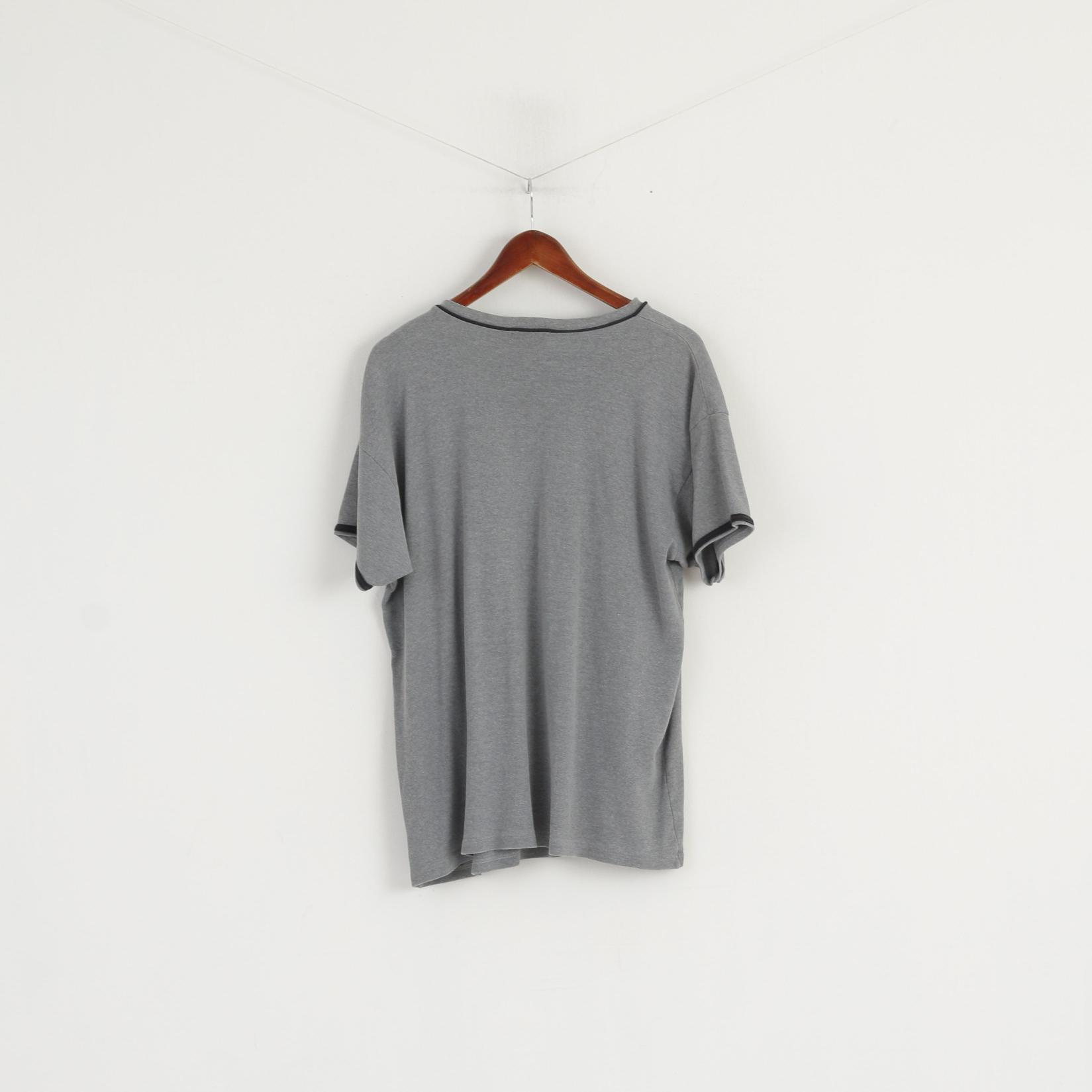 Paul Smith Men L Shirt Grey Cotton Crew Neck Plain Classic Short Sleeve Top