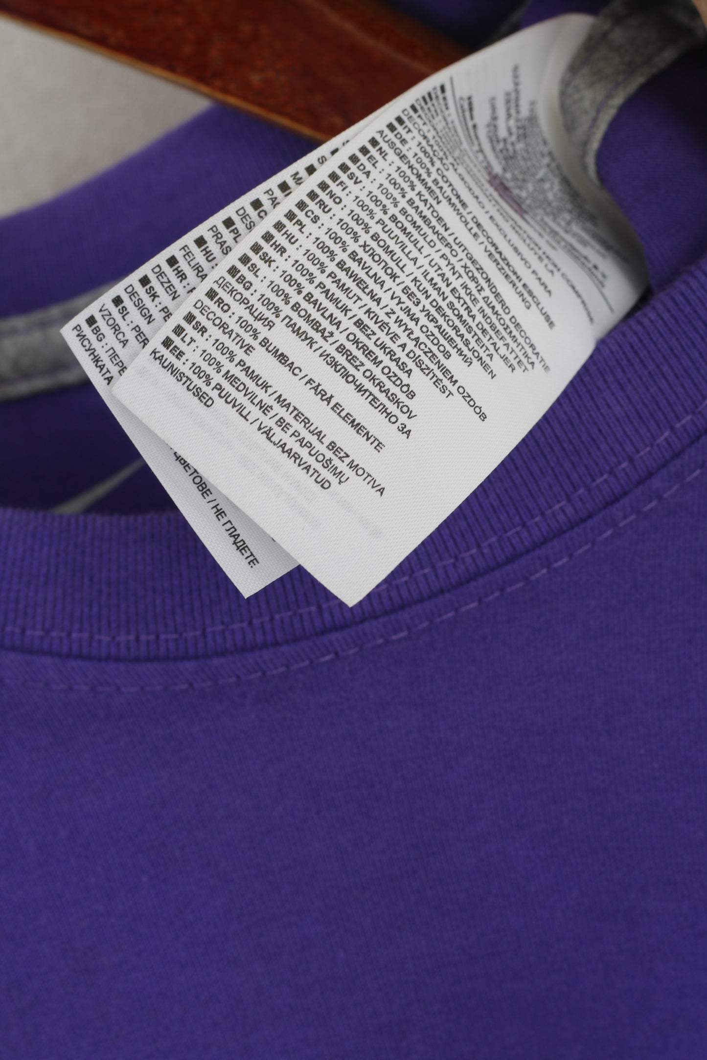 Nike Men L Shirt Purple Cotton Graphic Just Do It Standard Fit Sport Top