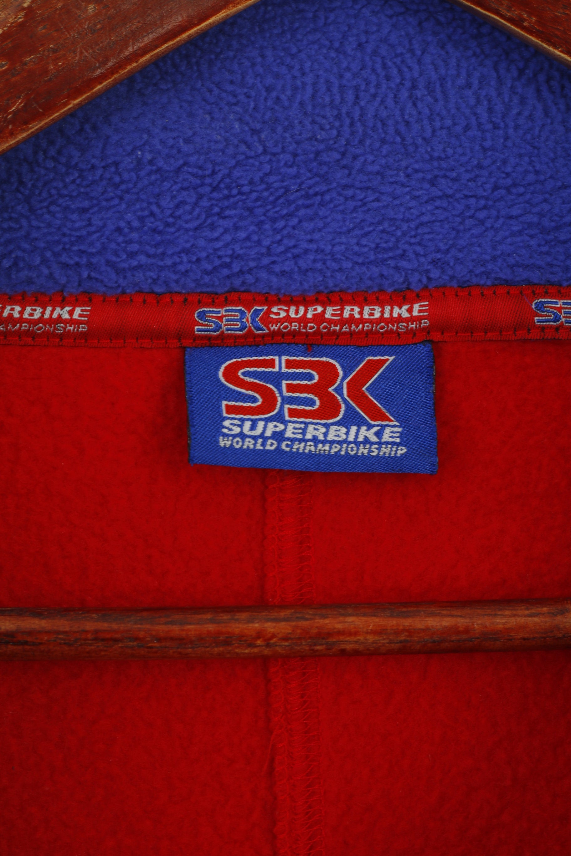 Superbike Men L Fleece Top Red Vintage SBK Zip Neck World Chempionship Sweatshirt